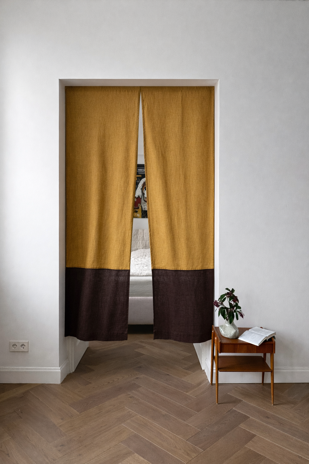 linen color block noren curtain