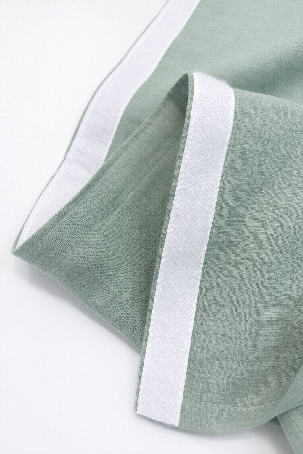Sage Color Block Linen Noren with Velcro Tape