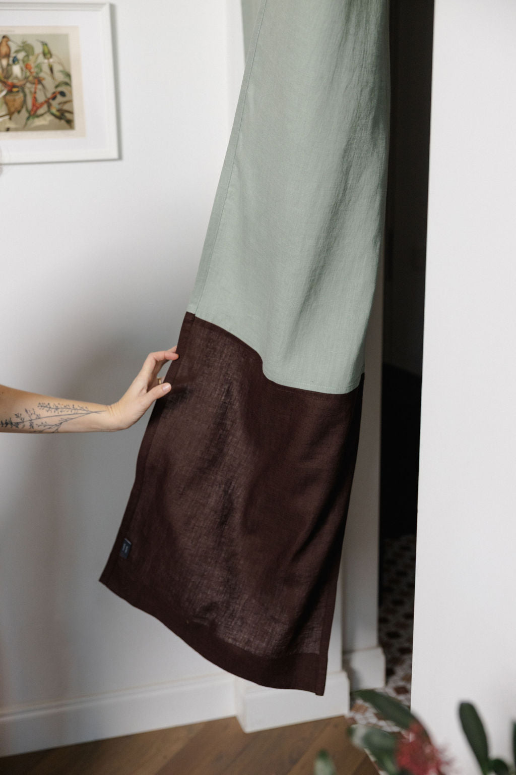Color Block Linen Noren Curtain