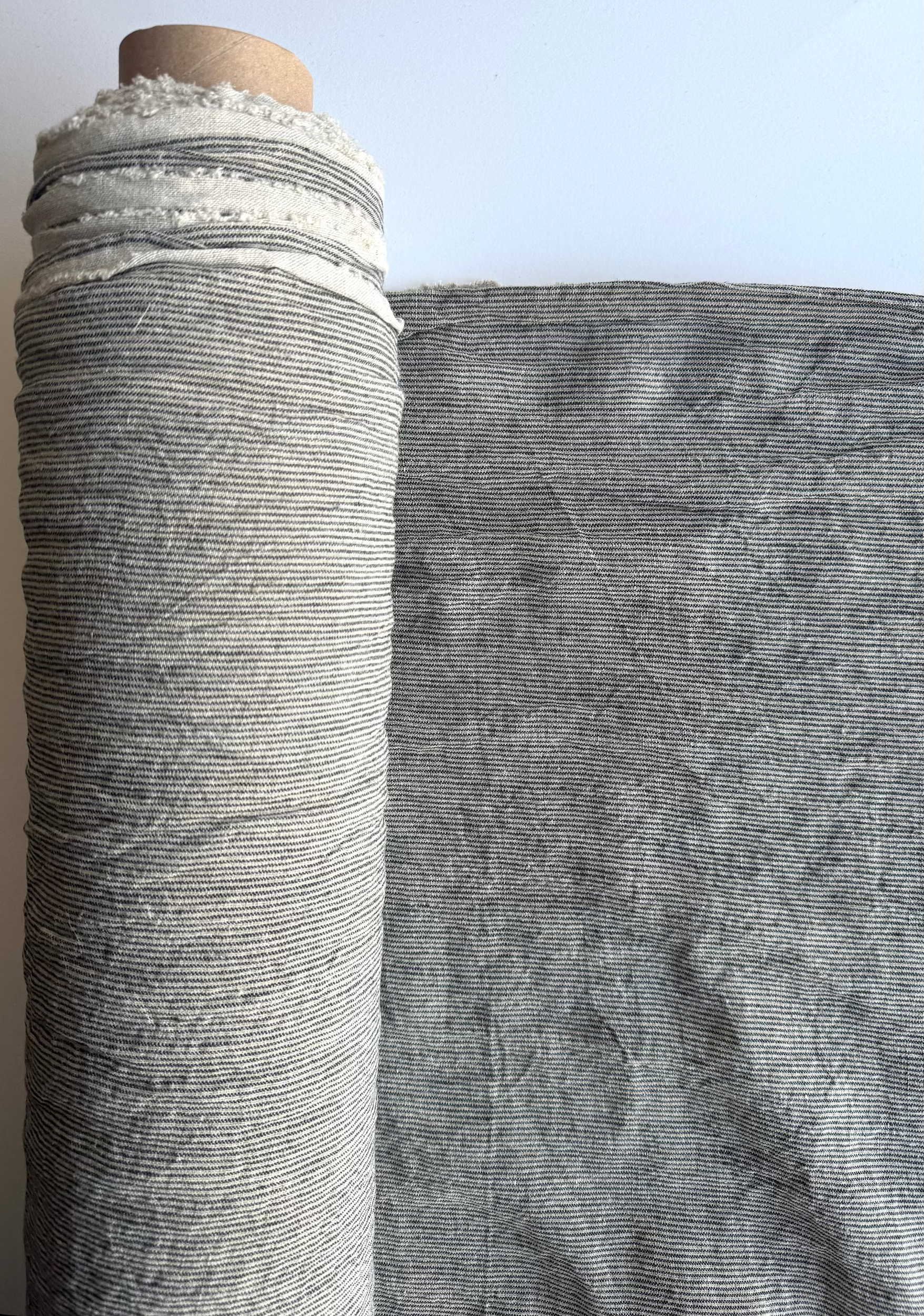 striped black linen fabric