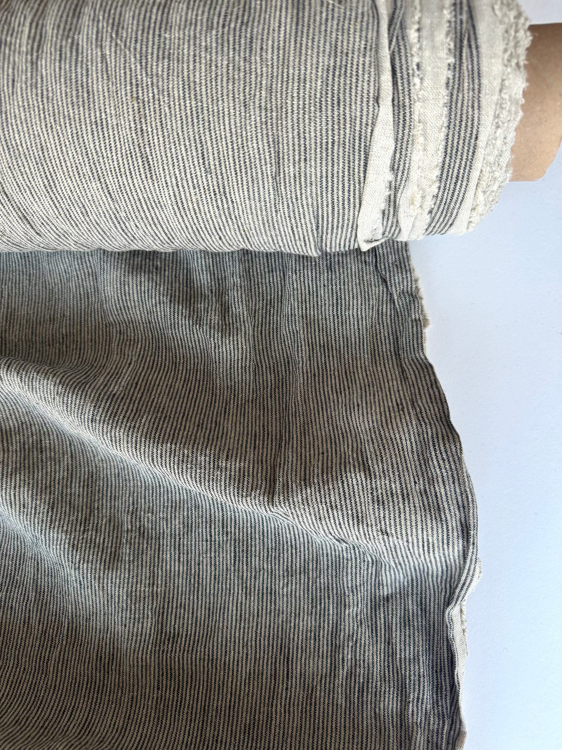 striped black linen fabric