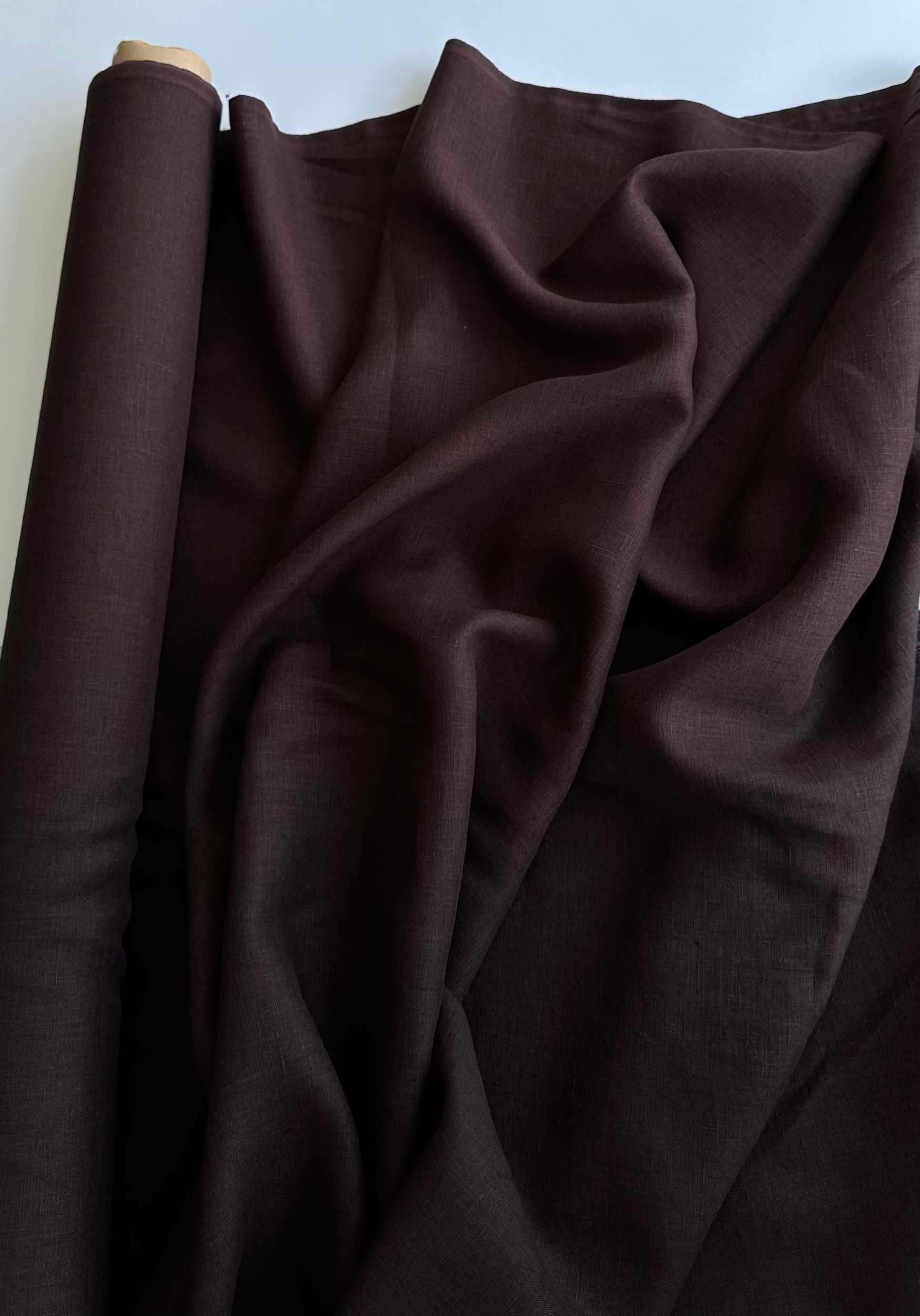 Chocolate brown linen fabric