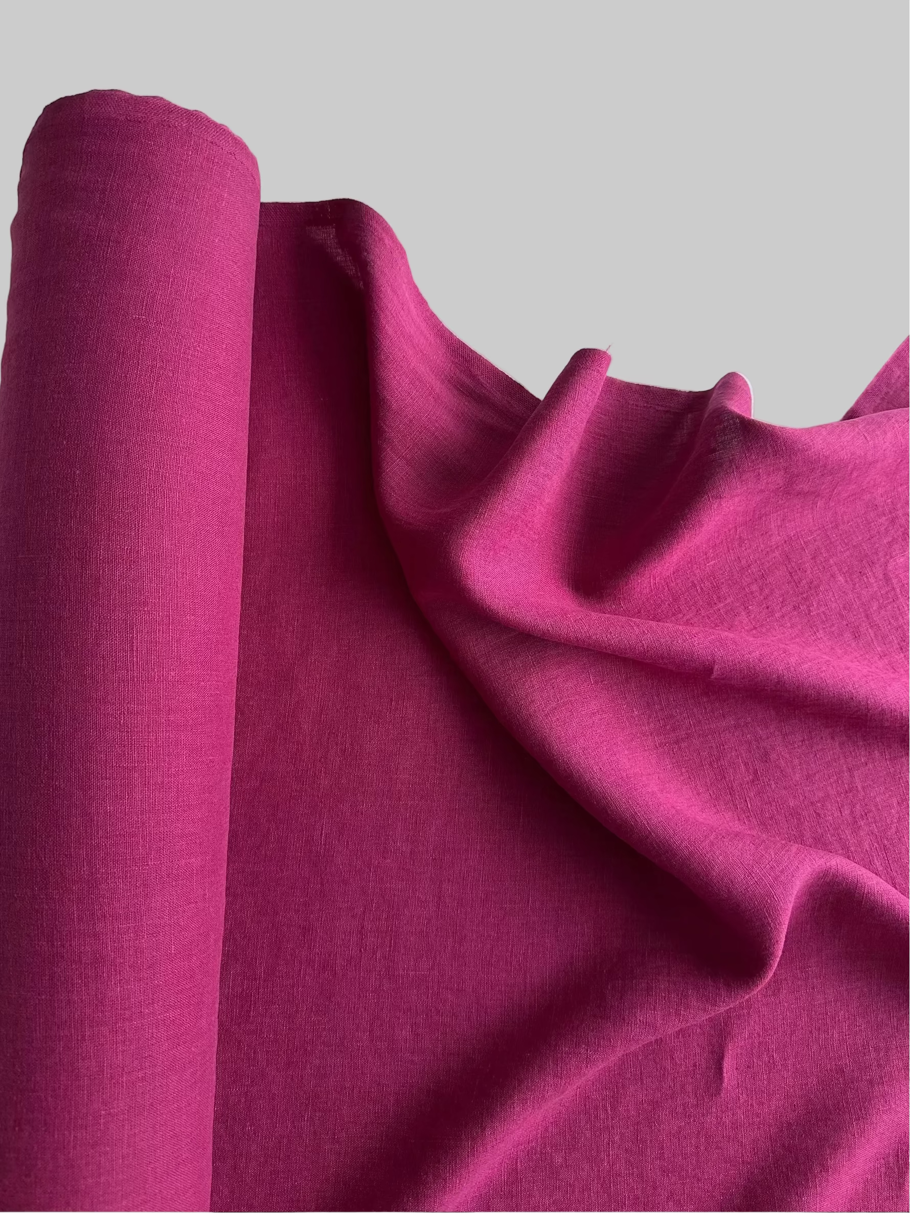 Fuchsia linen fabric by meter