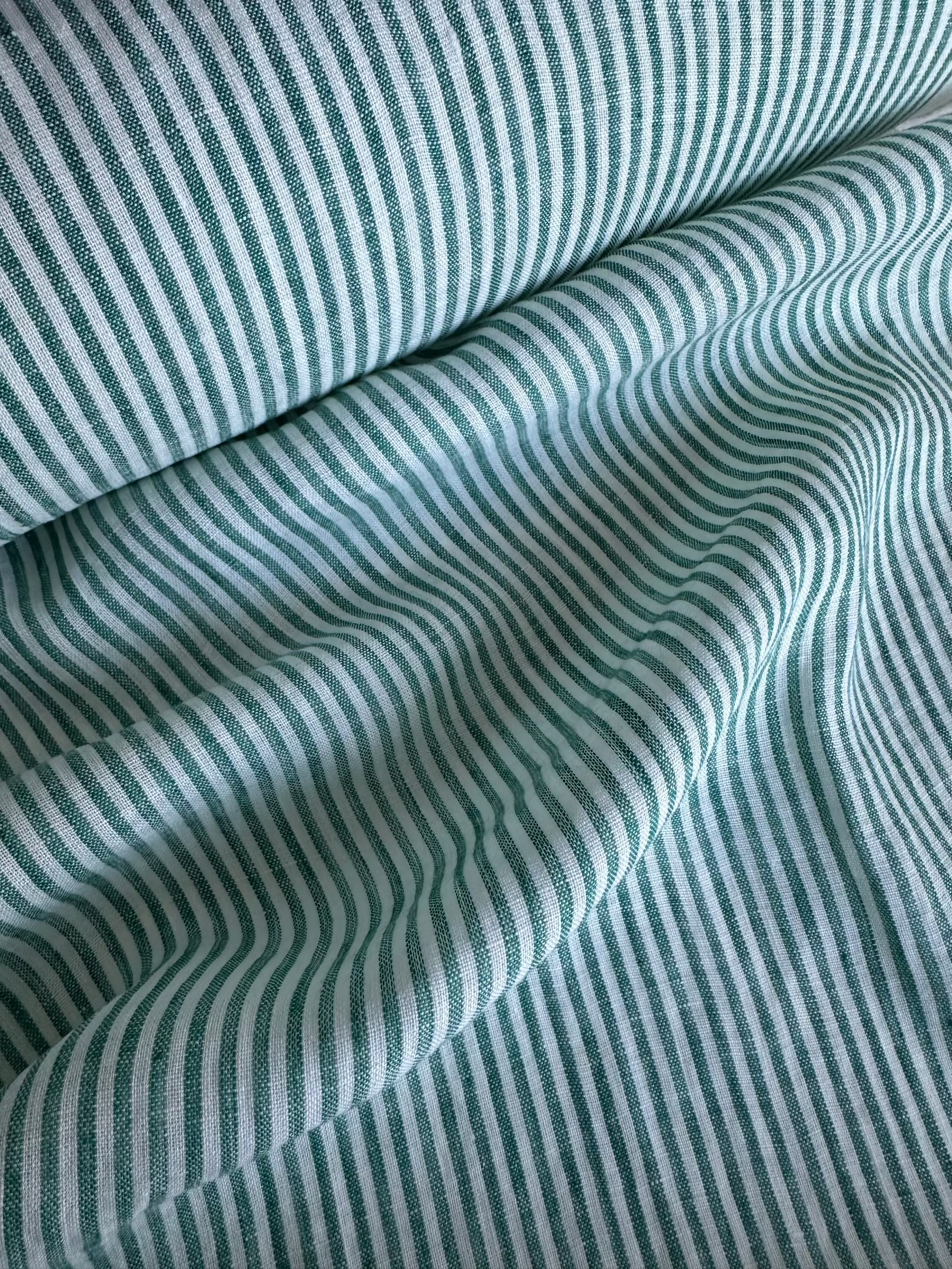 Kelly green stripes linen fabric