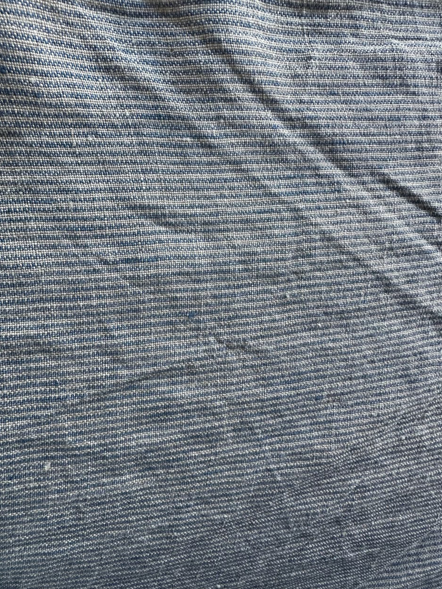 striped blue linen fabric