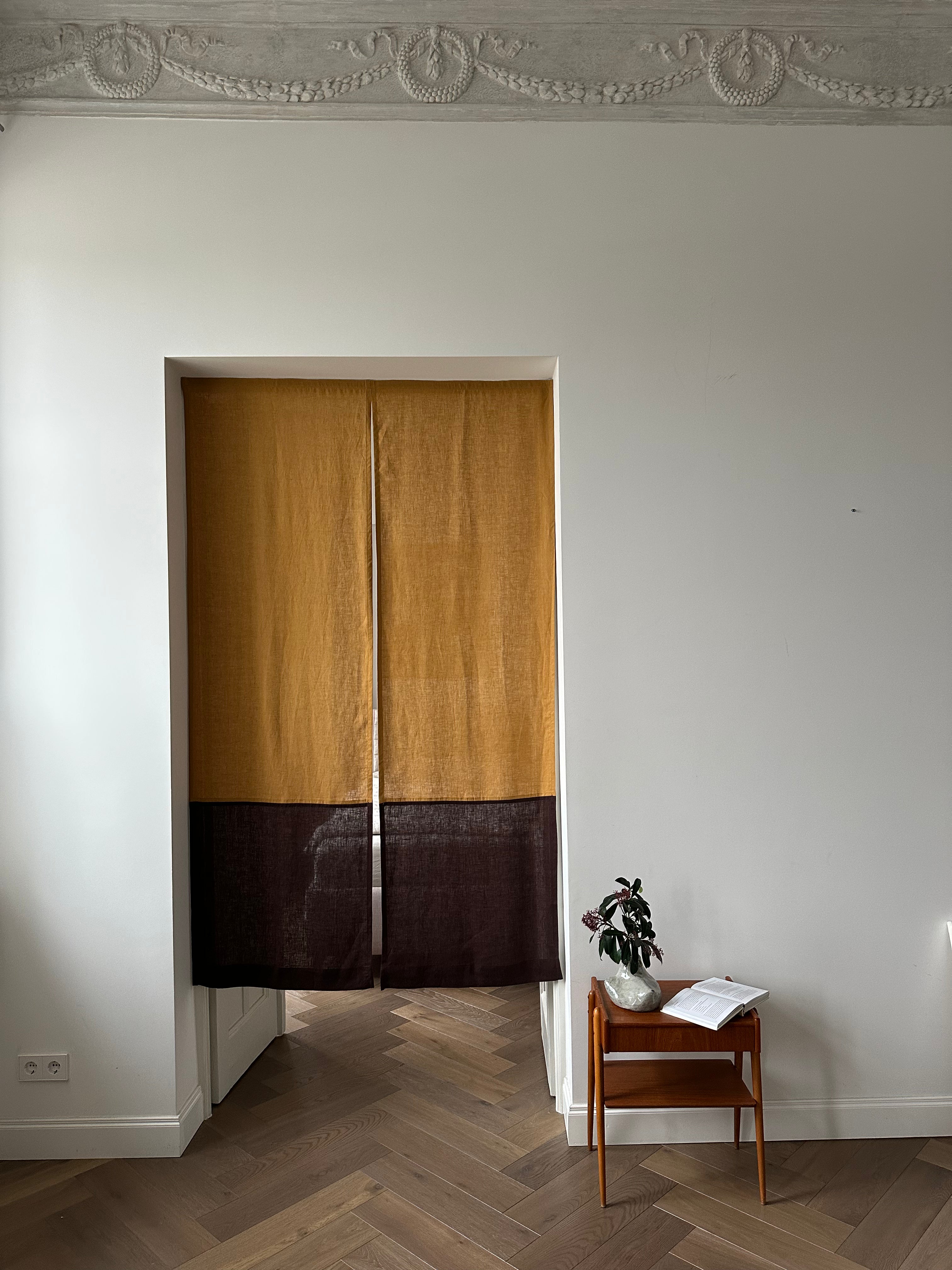 linen color block noren curtain