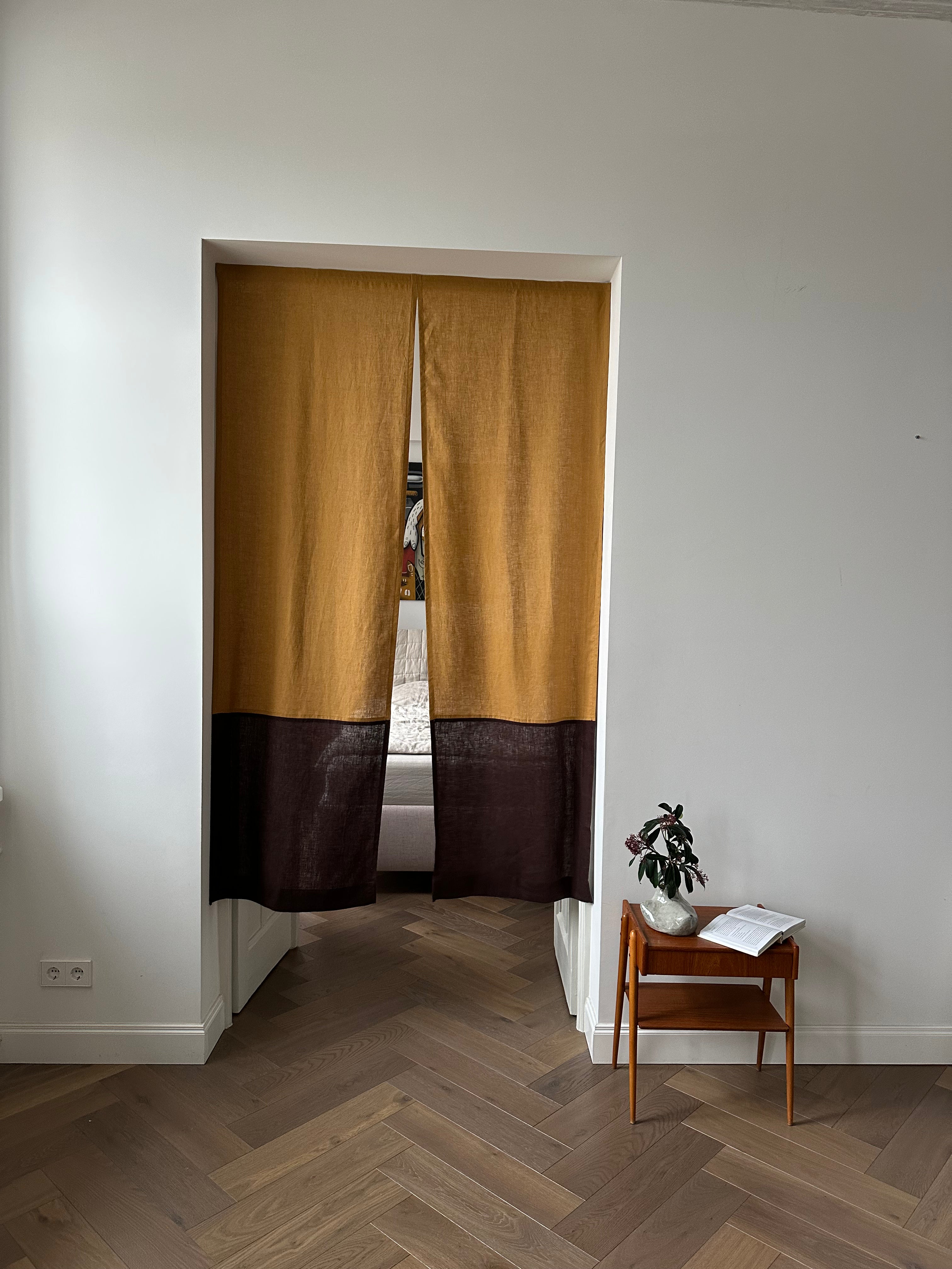 linen color block noren curtain