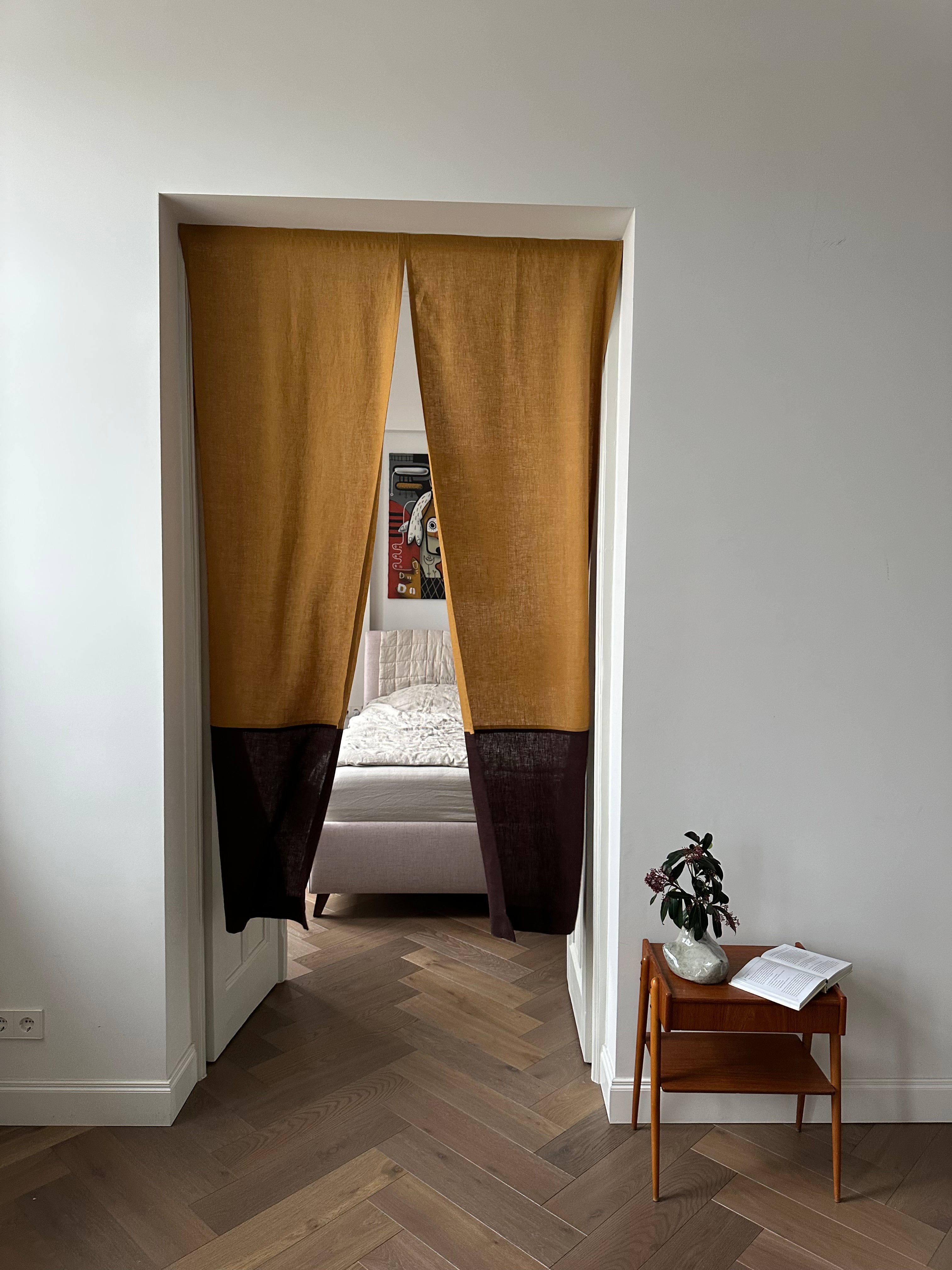 linen color block noren curtain