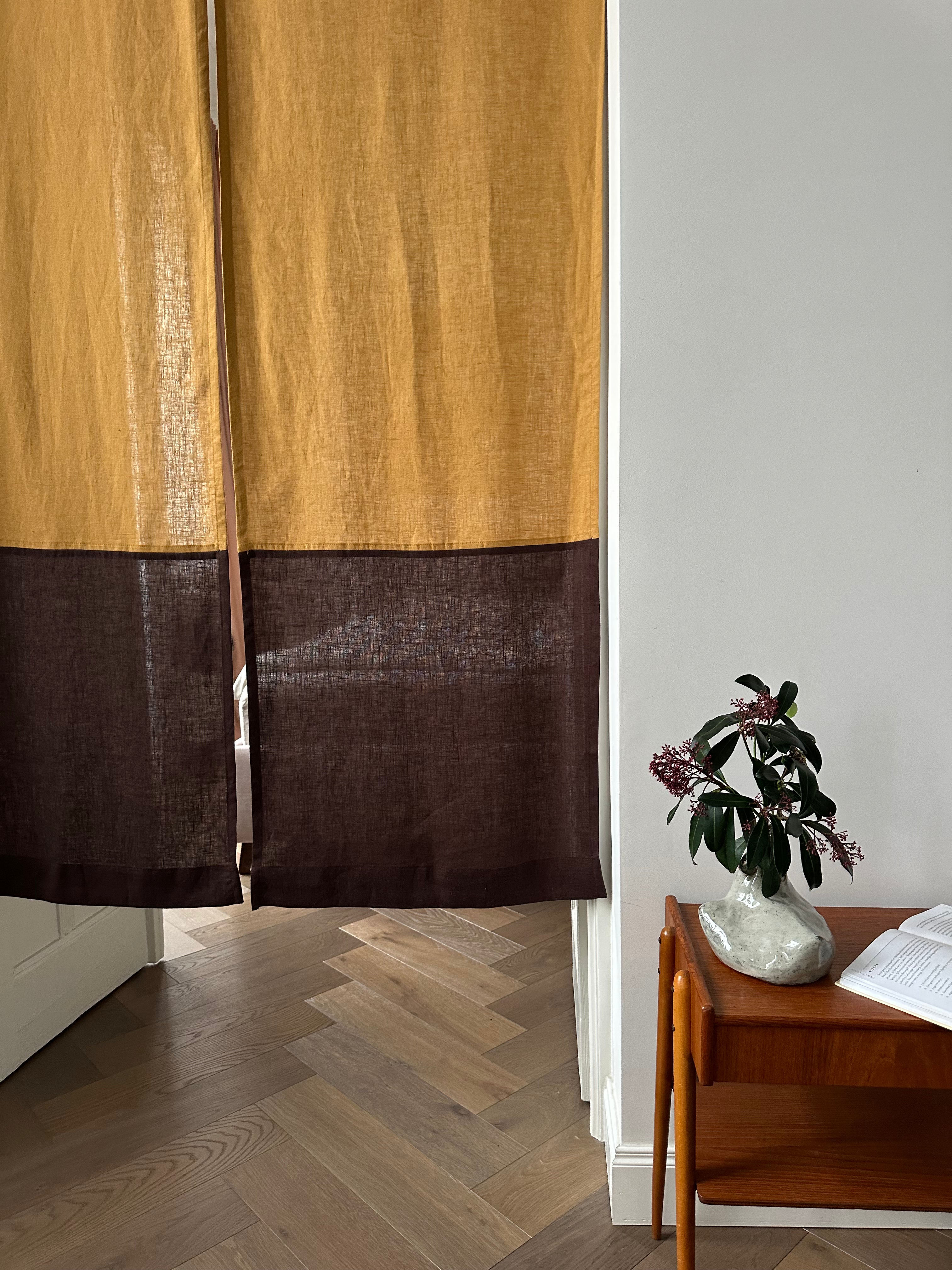 linen color block noren curtain