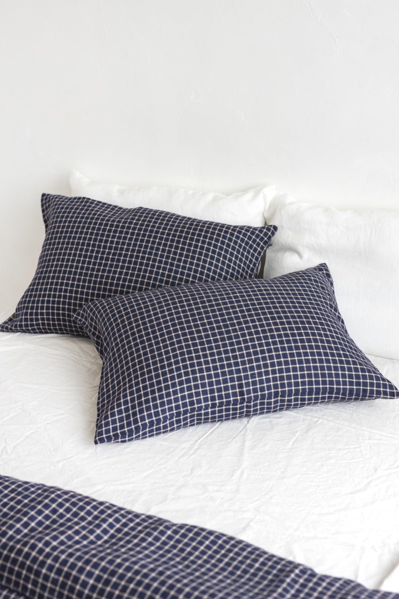 Blue linen bedding