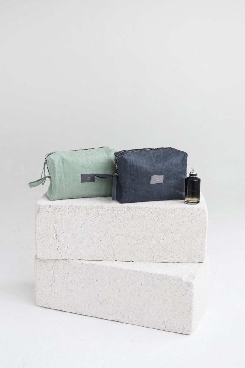 linen makeup bag