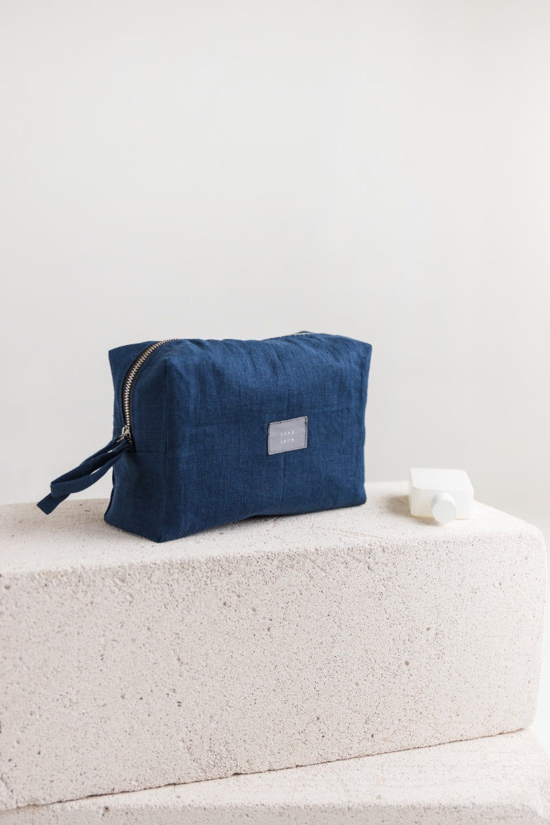 linen makeup bag