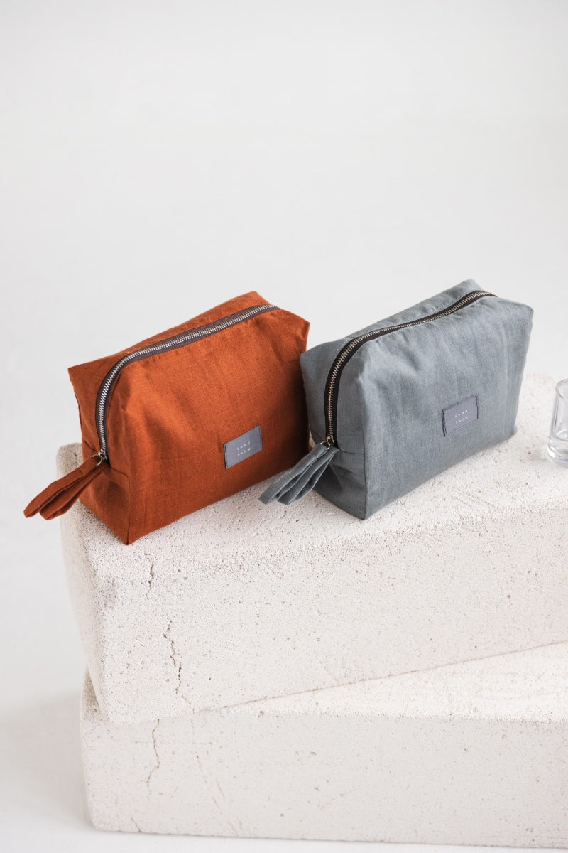 linen makeup bag