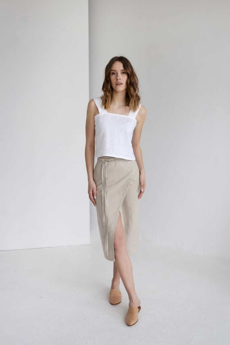 linen wrap skirt