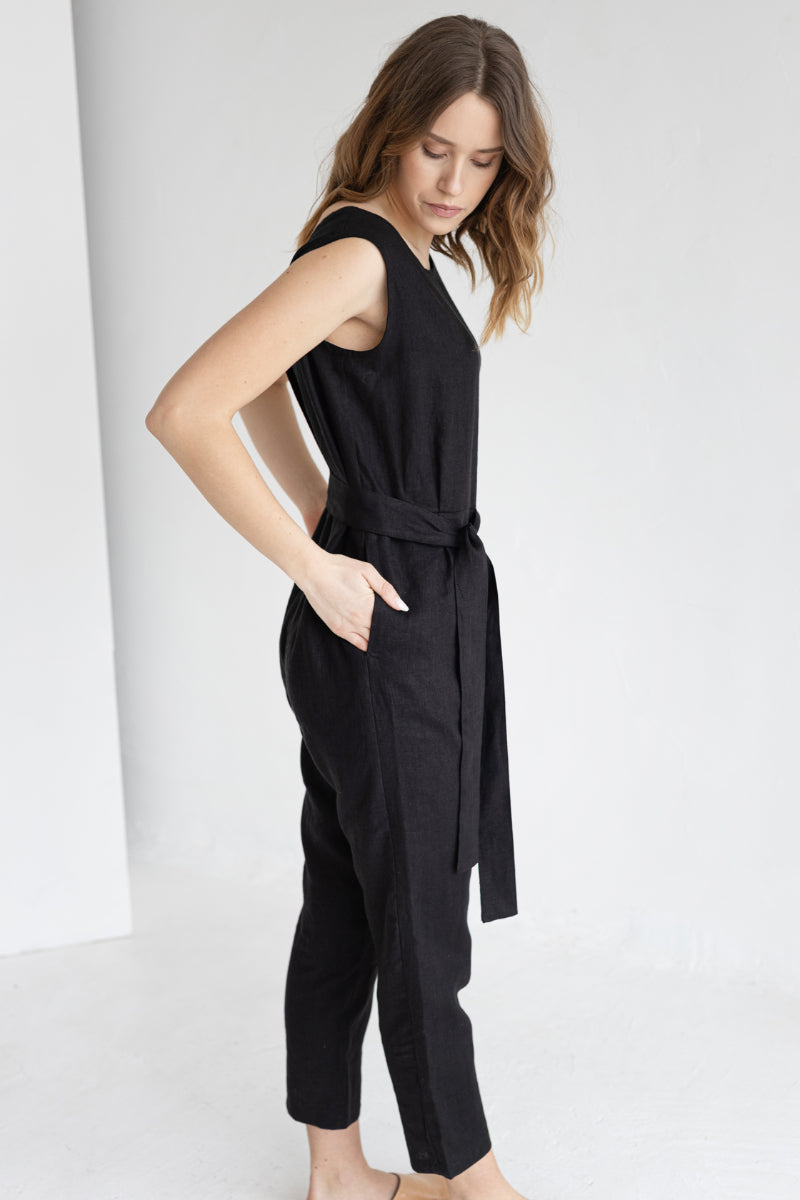 black linen jumpsuit