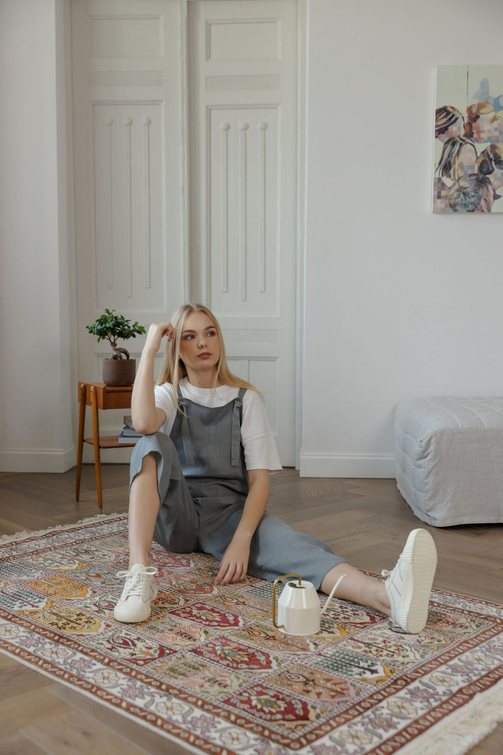 Gray linen jumpsuit