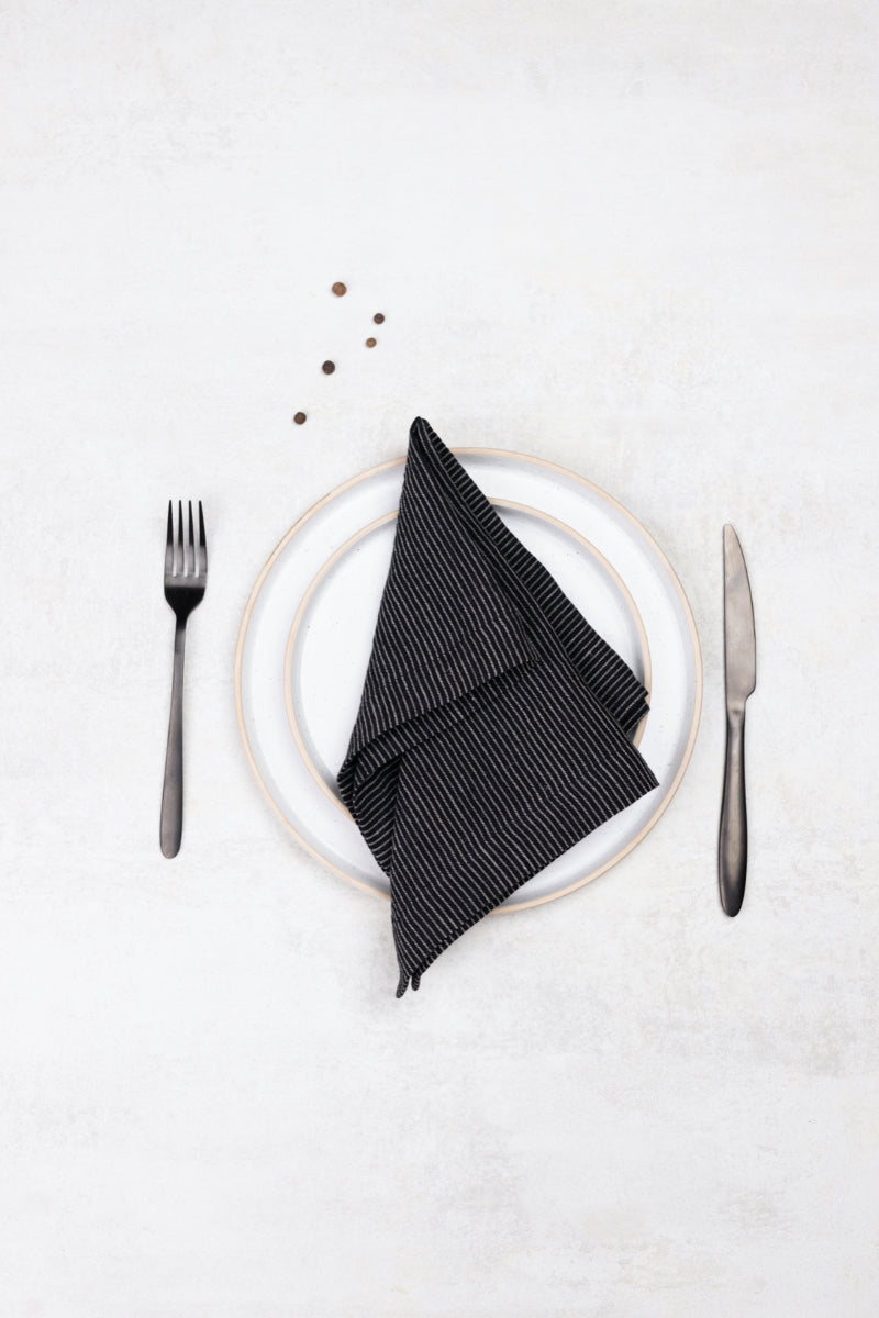 black striped linen napkin