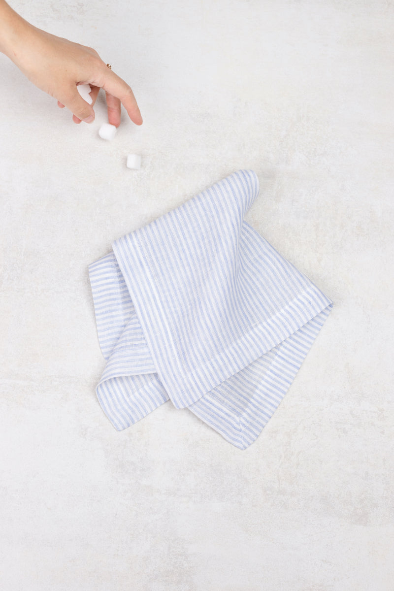 Sky Blue Stripes Linen Napkins Set Of 2