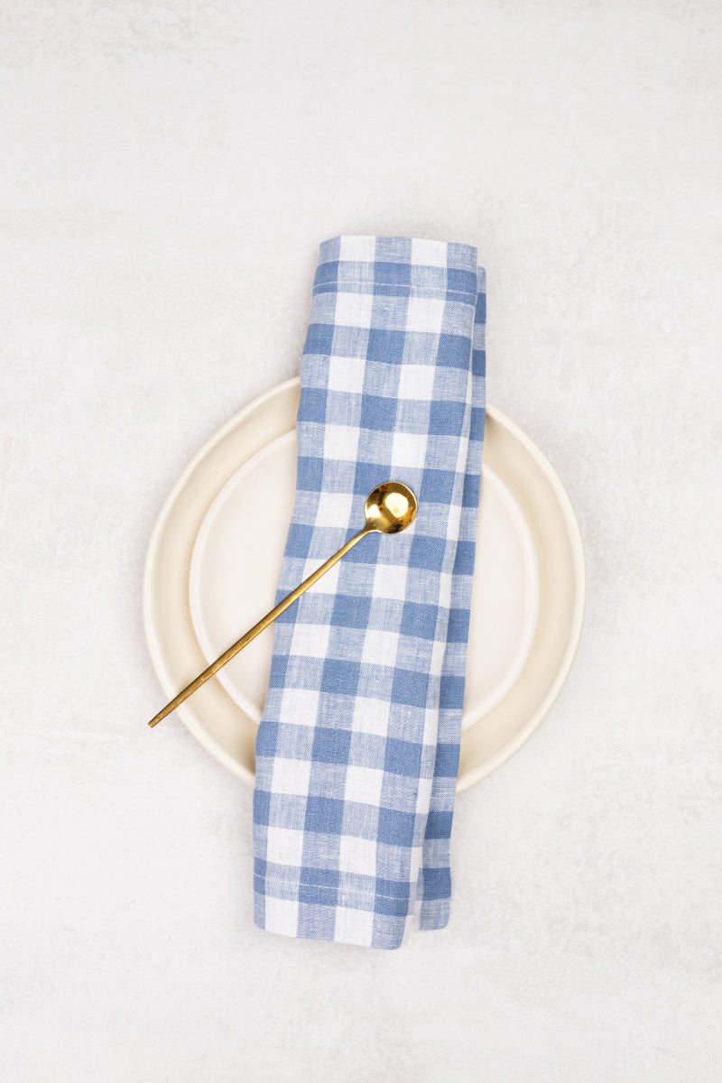 blue gingham linen napkins