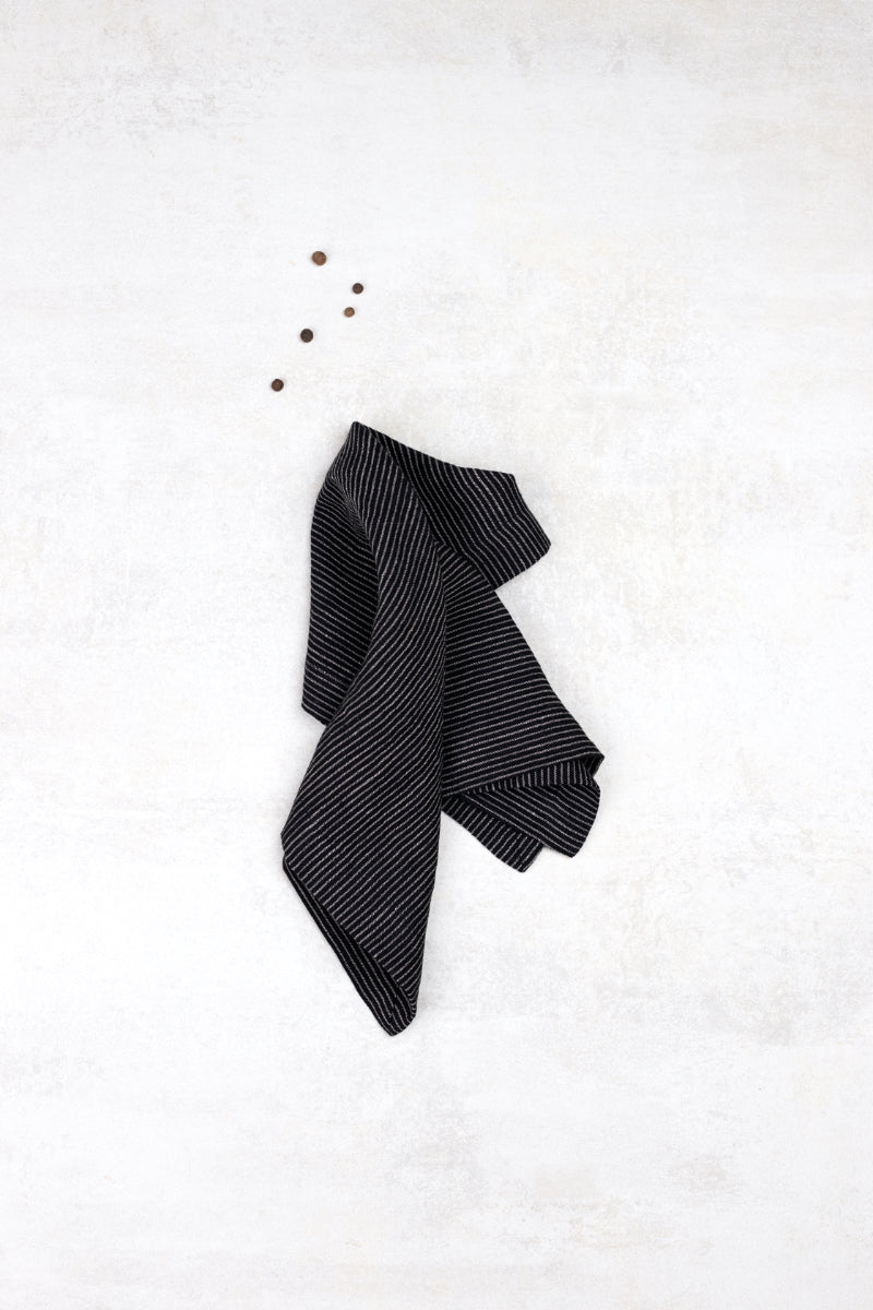 black striped linen napkin