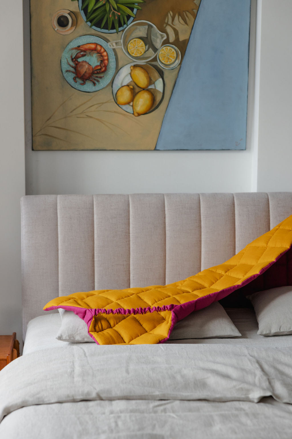 Fuchsia Linen Headboard Cover