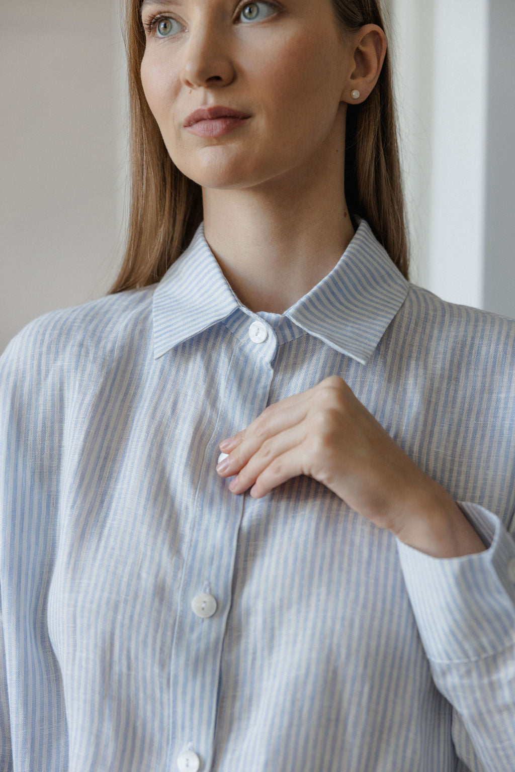 Sky Blue Stripes Linen Shirt