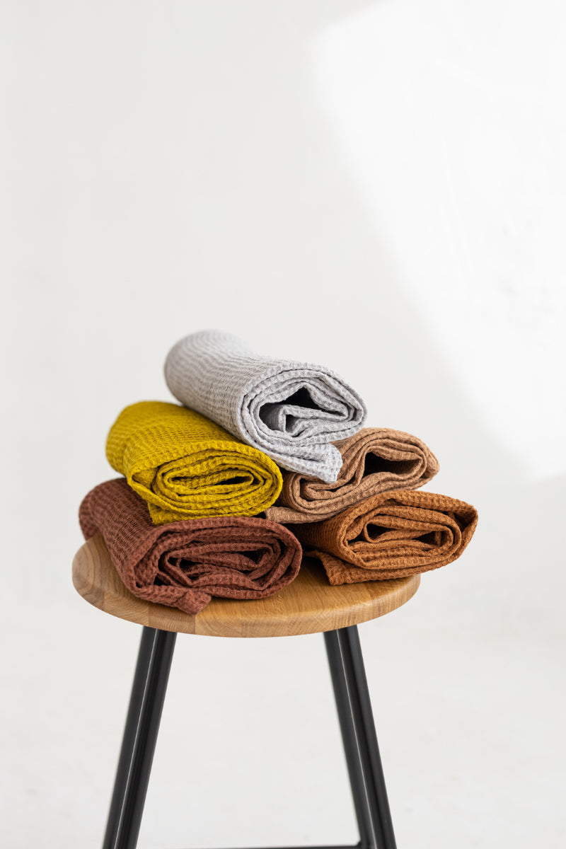 Light Gray Waffle Linen Towel
