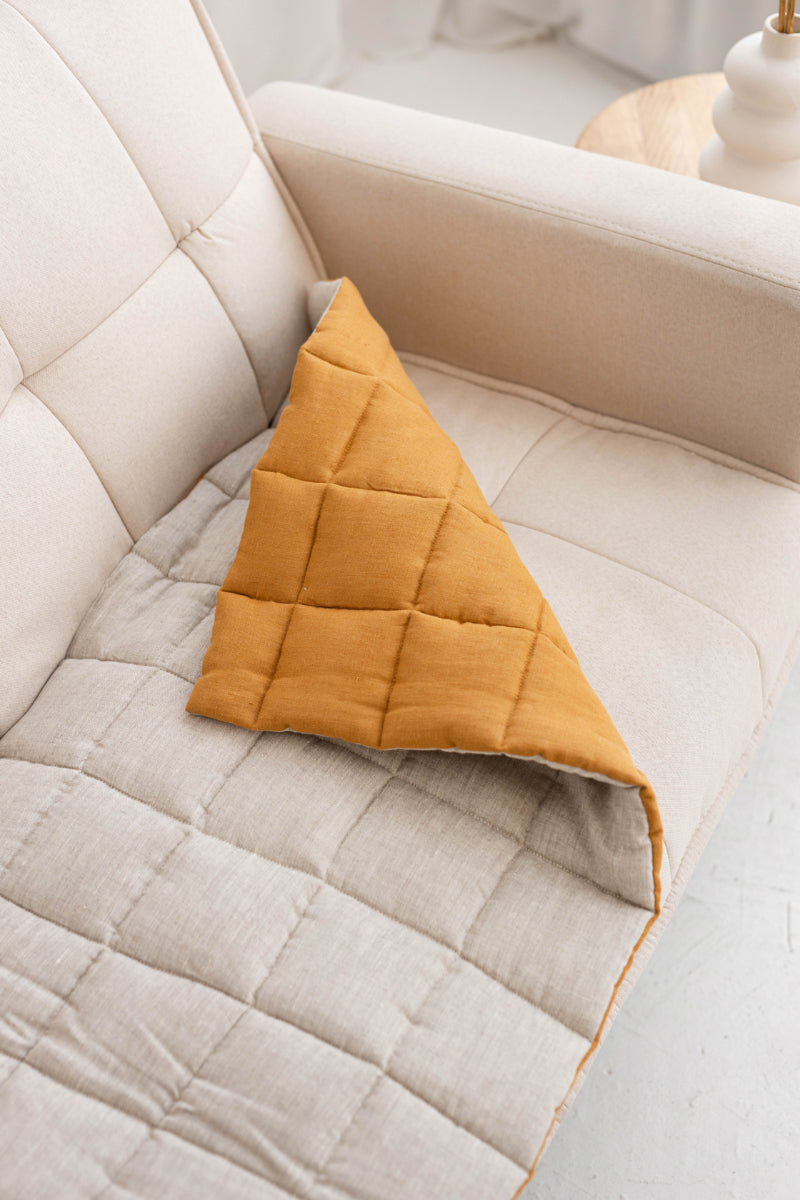 quilted linen couch cover