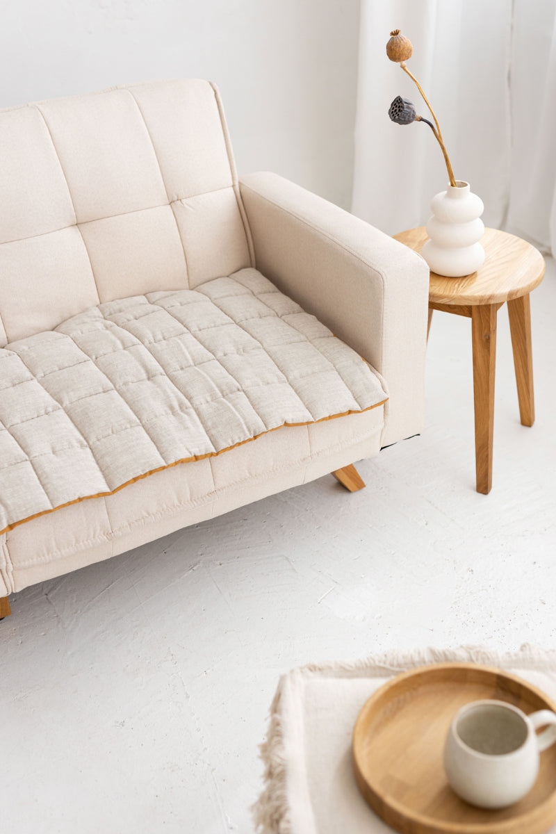 quilted linen couch cover