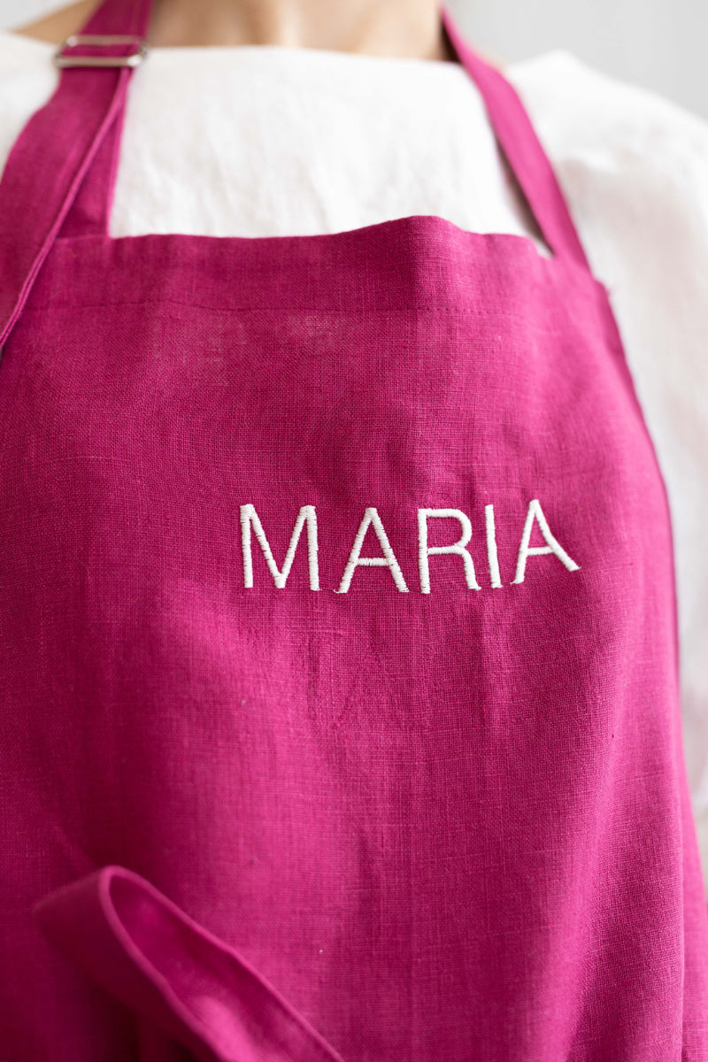 embroidered linen apron