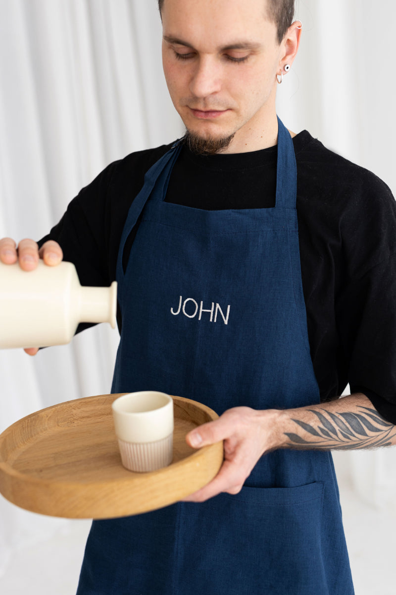 embroidered linen apron