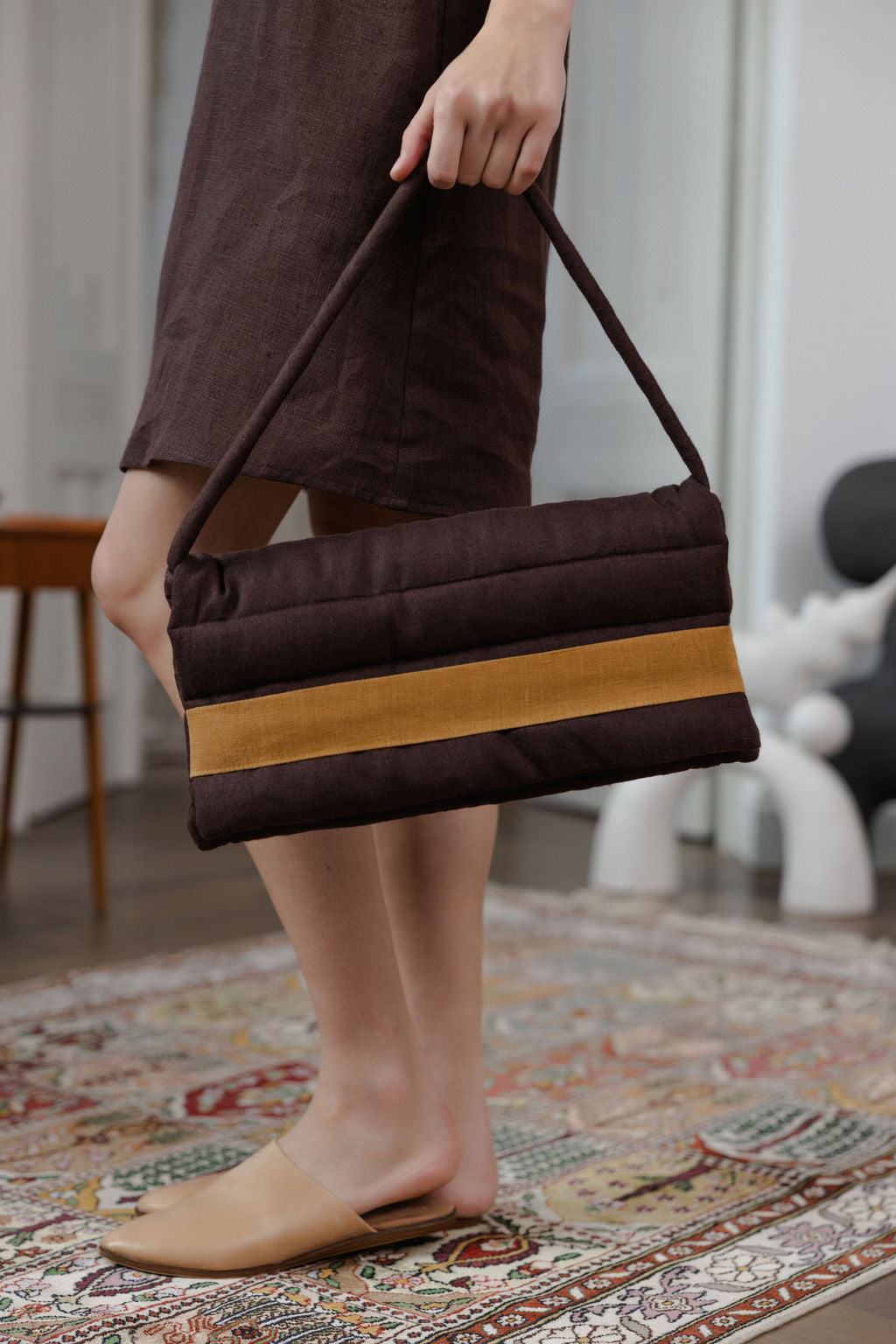 Quilted Linen Shoulder Bag