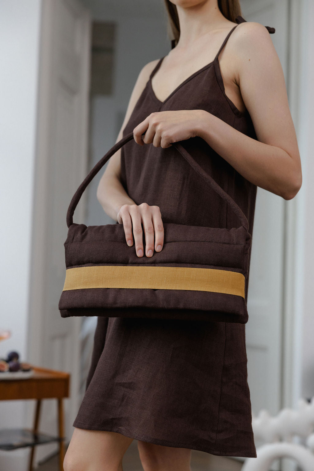 Quilted Linen Shoulder Bag