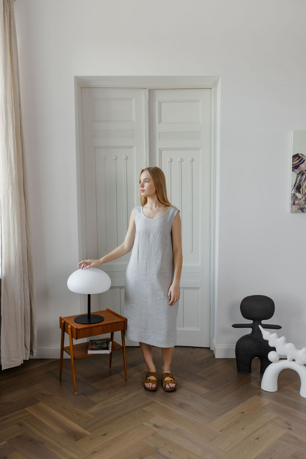 Linen Midi Dress with Pockets