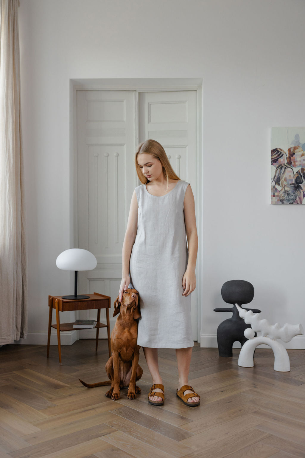 Linen Midi Dress with Pockets