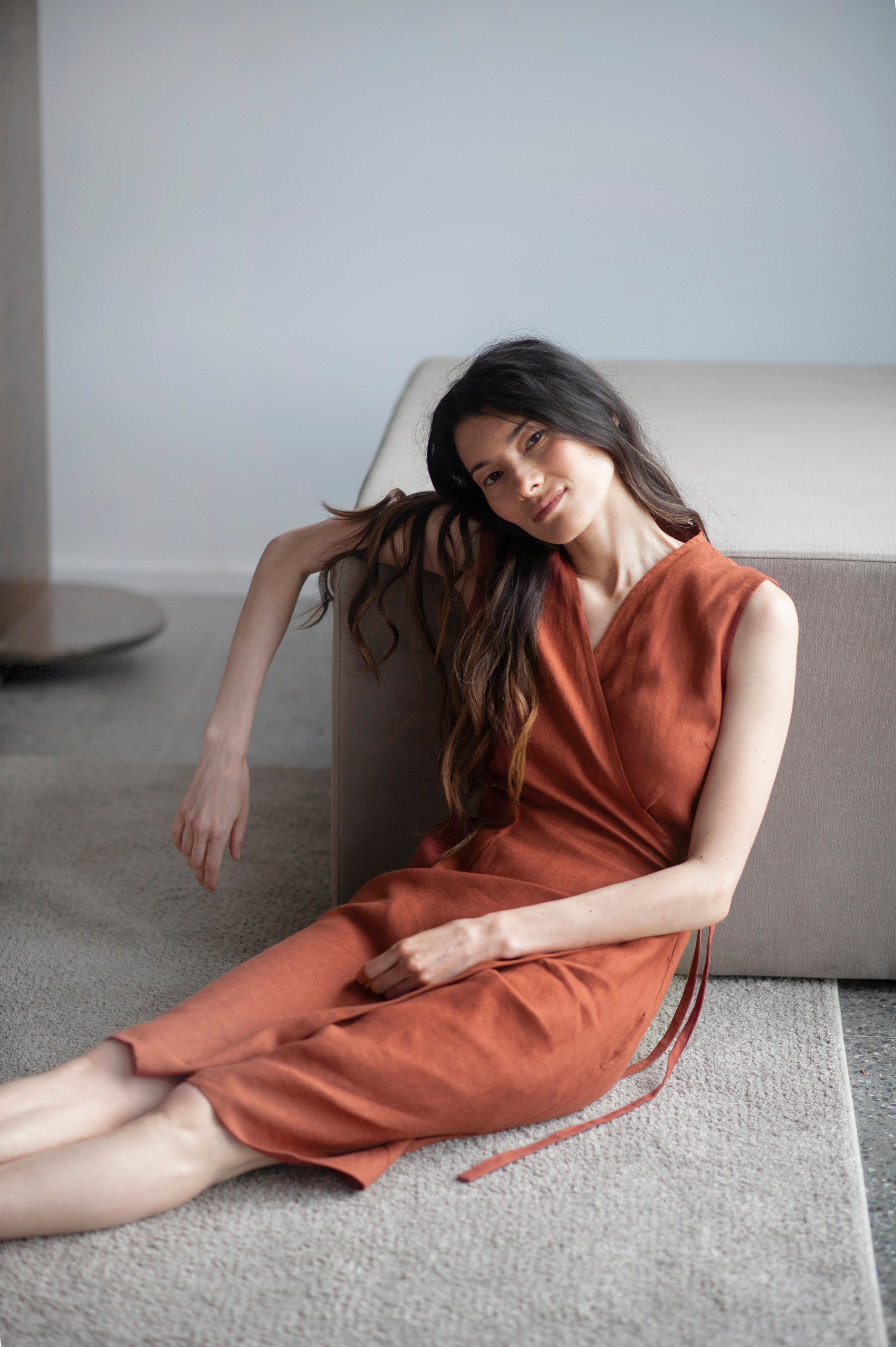 knee length dresses for ladies Buy Rust Short Dress Bell Sleeves by CORD at Shop Cult Modern