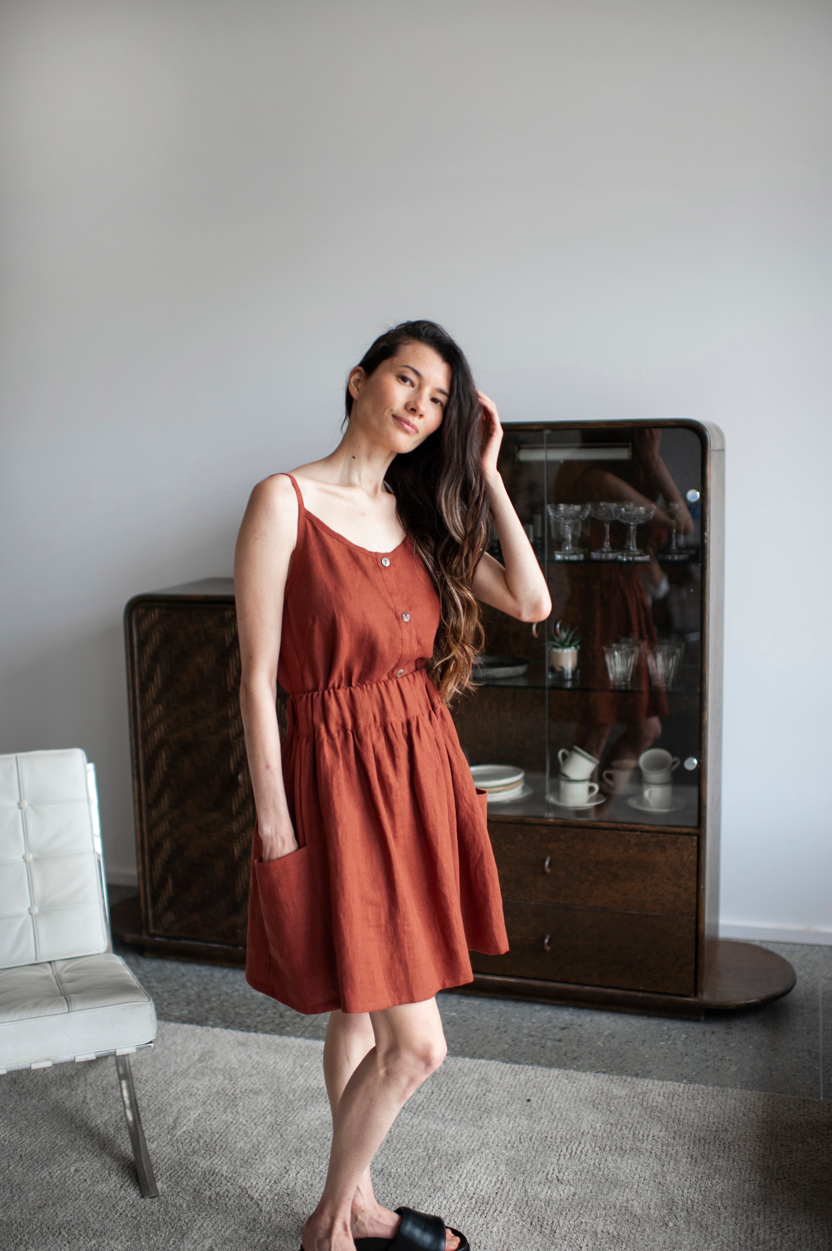 rusty linen skirt