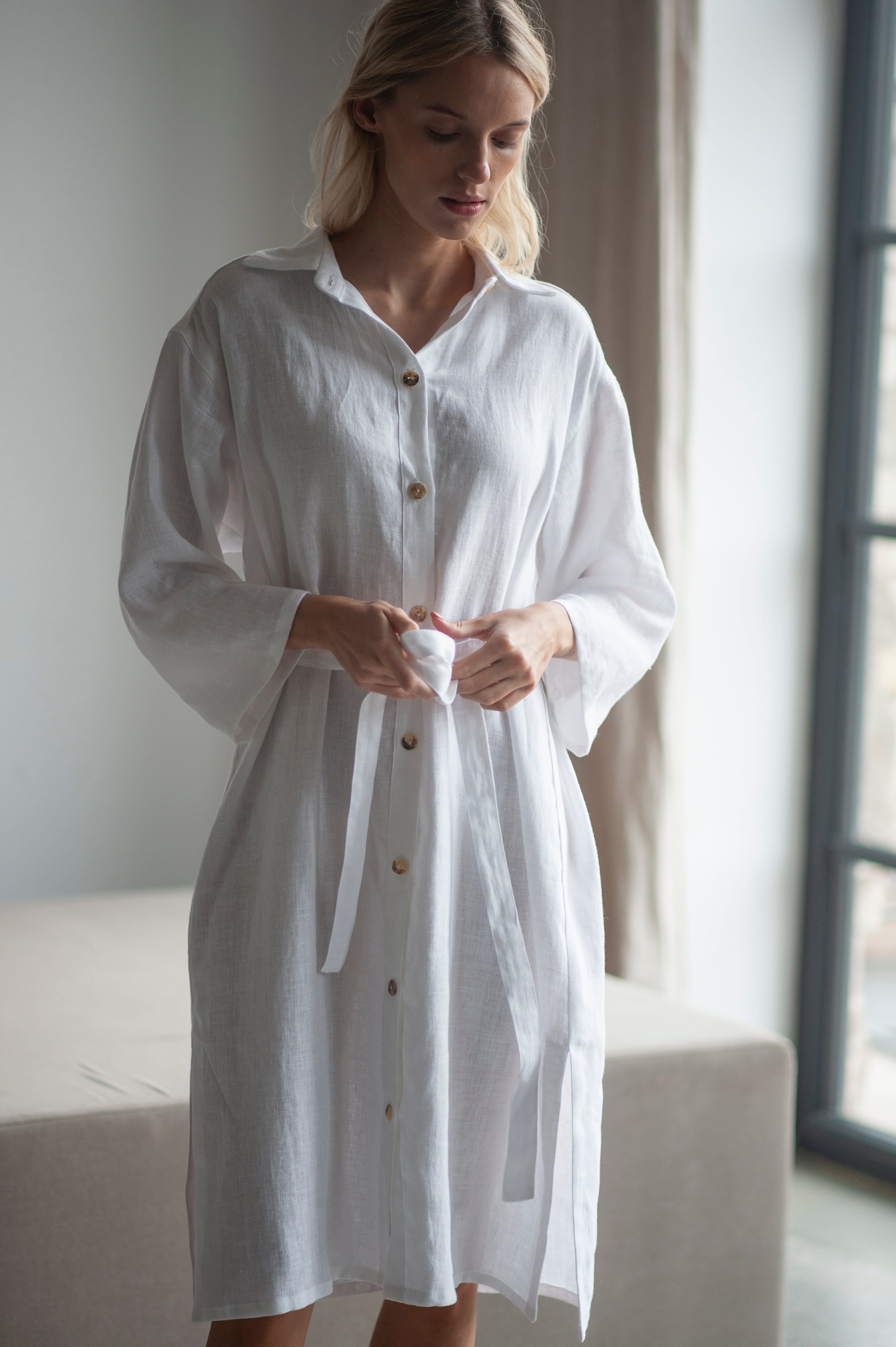 linen shirt dress