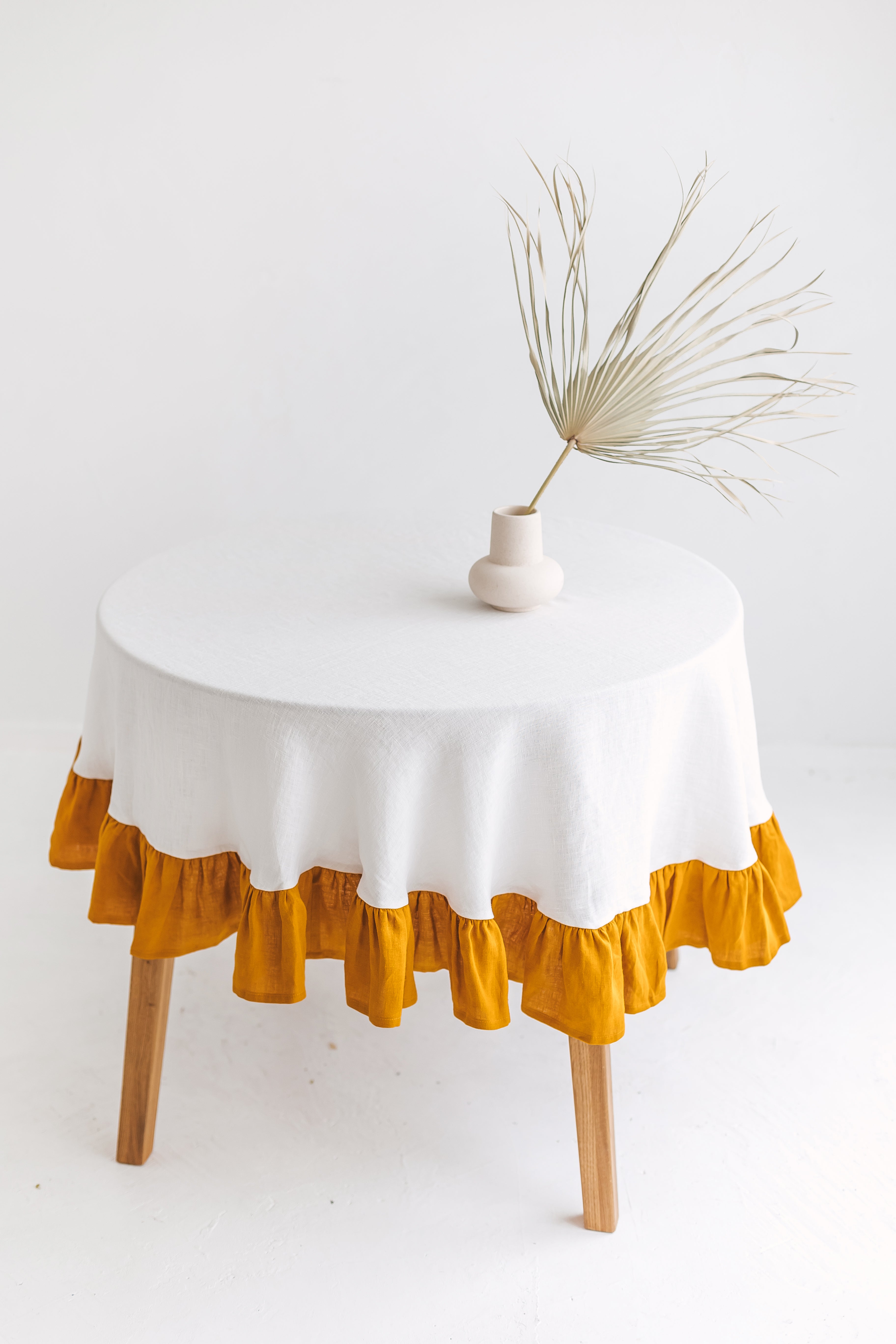 ruffled linen tablecloth