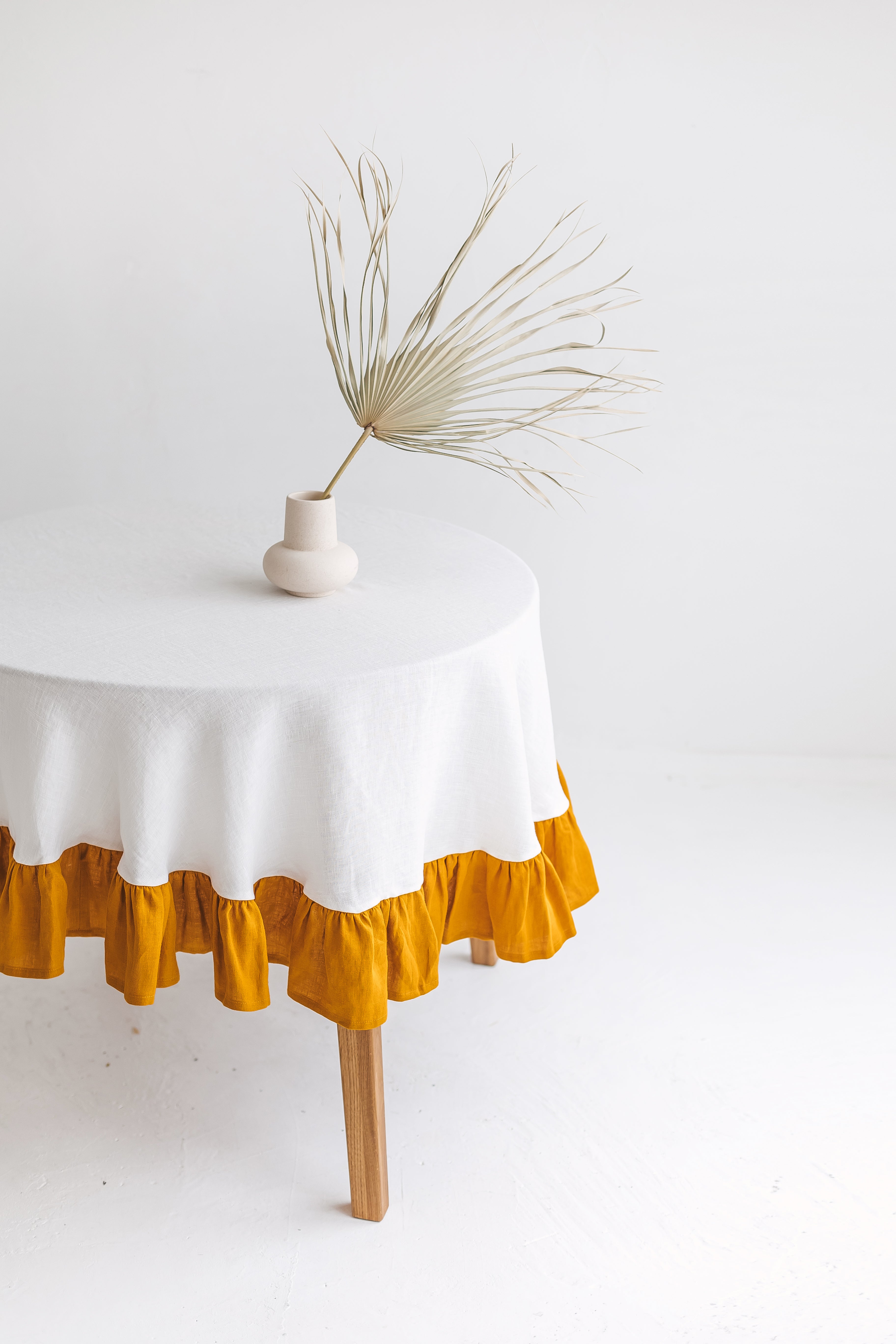 ruffled linen tablecloth
