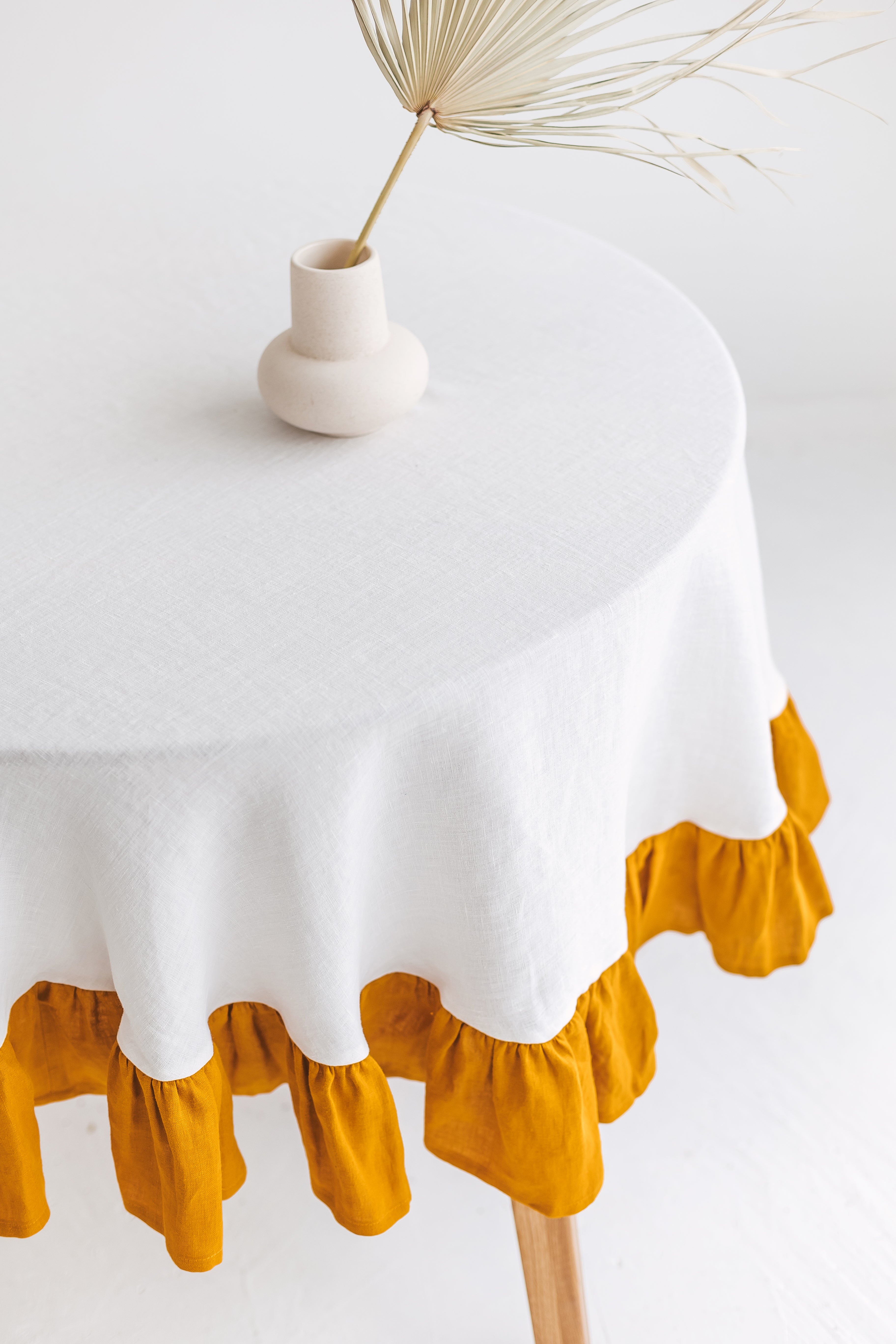 ruffled linen tablecloth