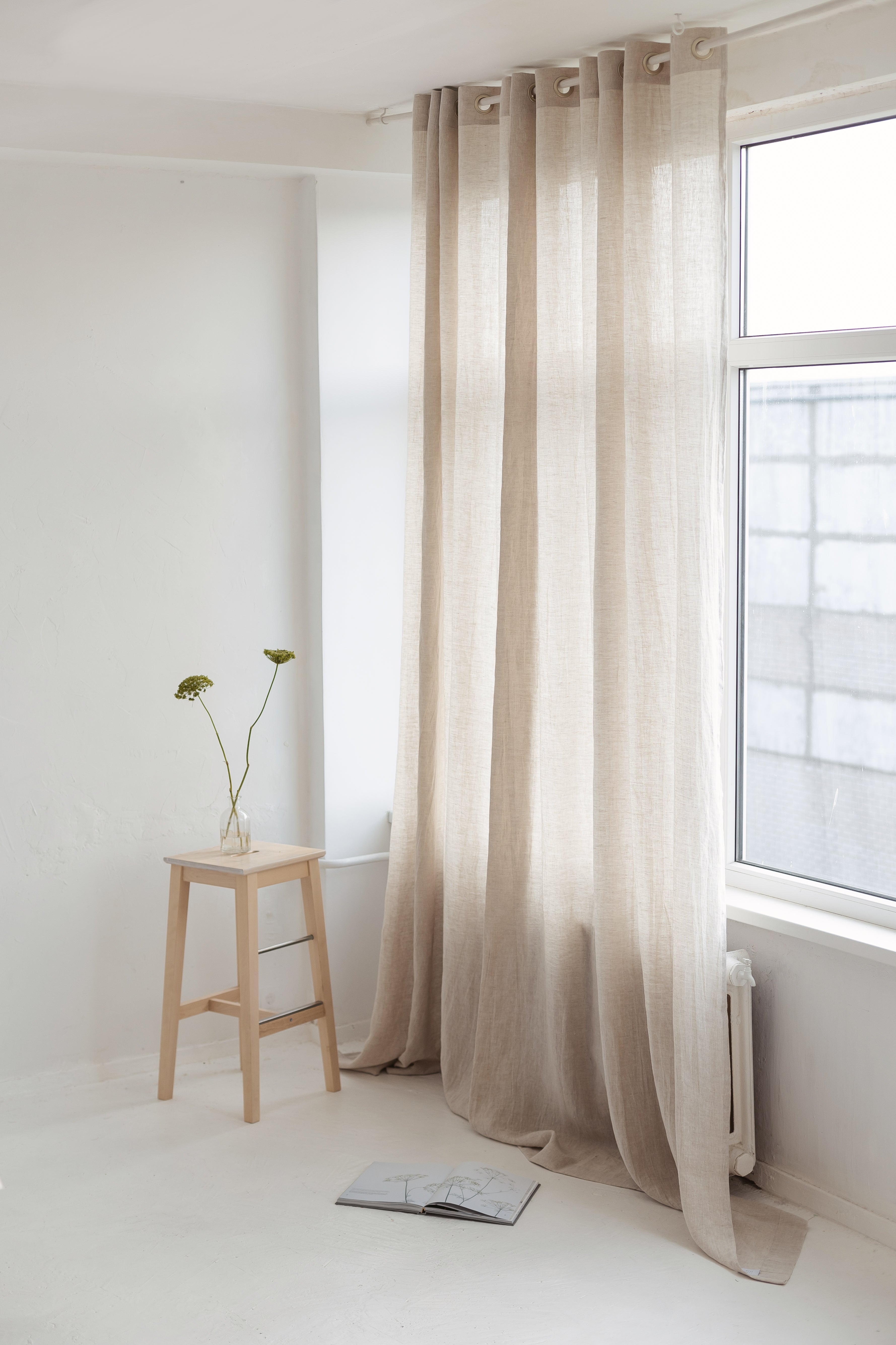 87"/ 220 cm width Natural light Linen Curtain With Grommets