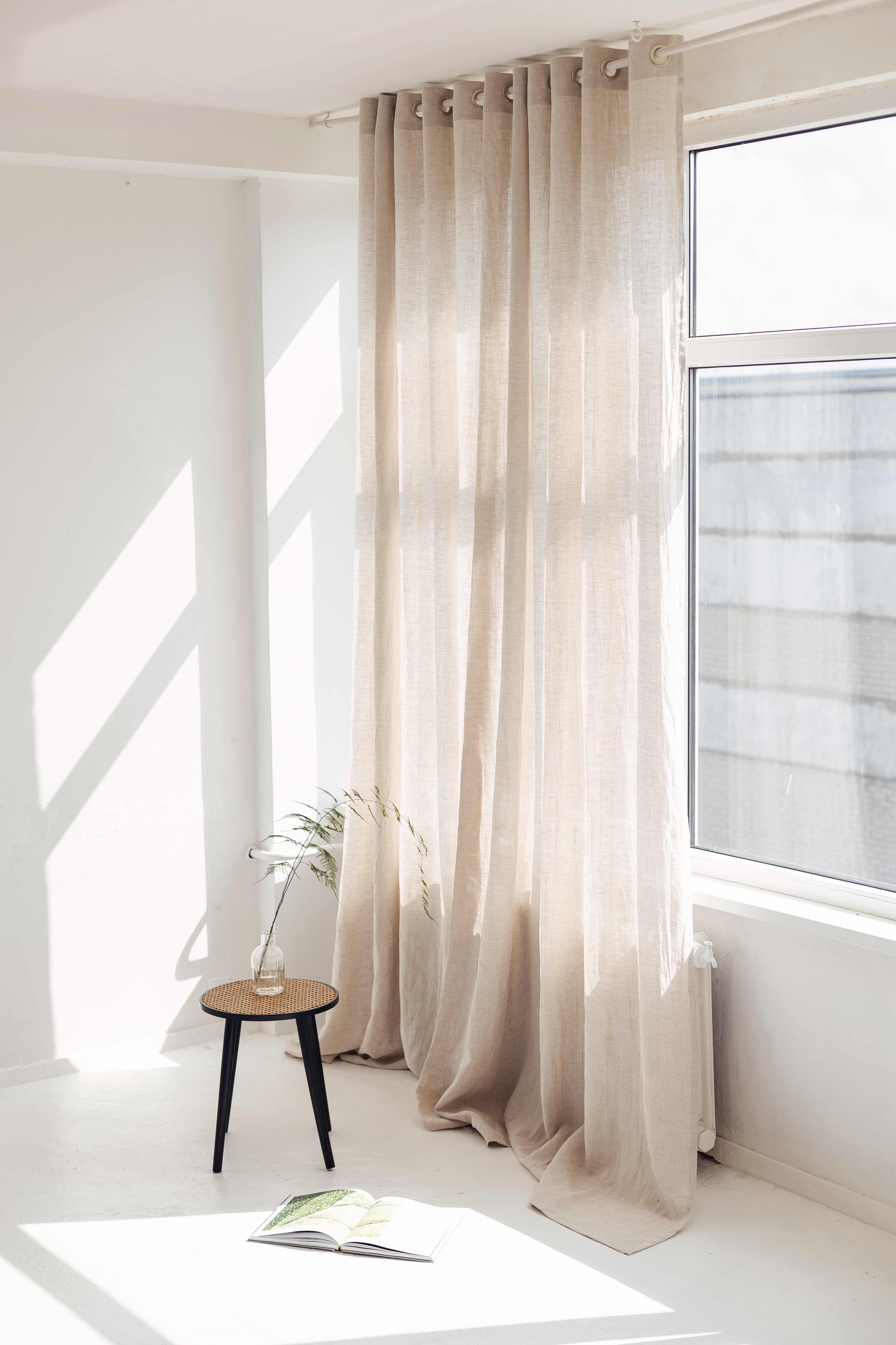 87"/ 220 cm width Natural light Linen Curtain With Grommets