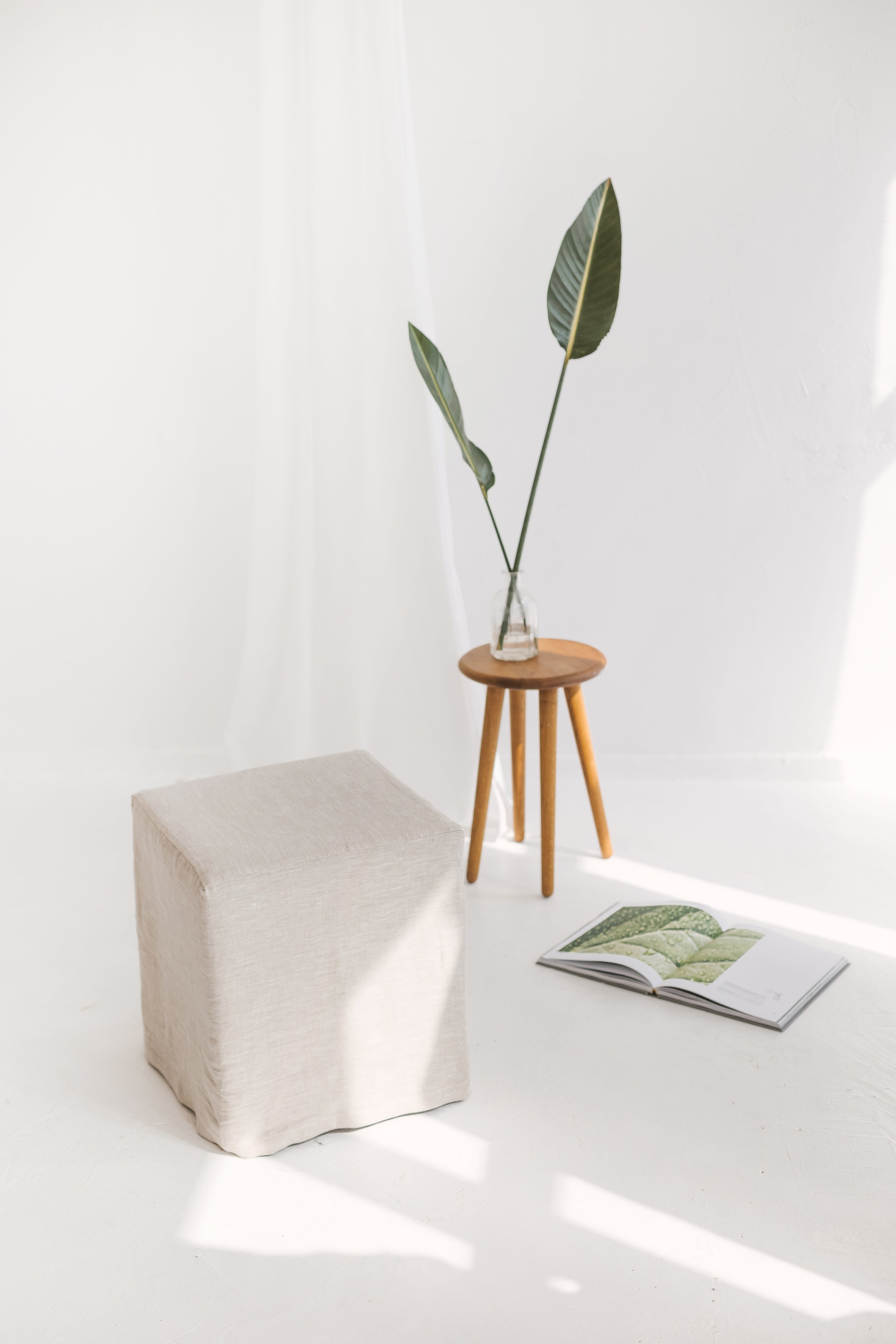 linen ottoman cover