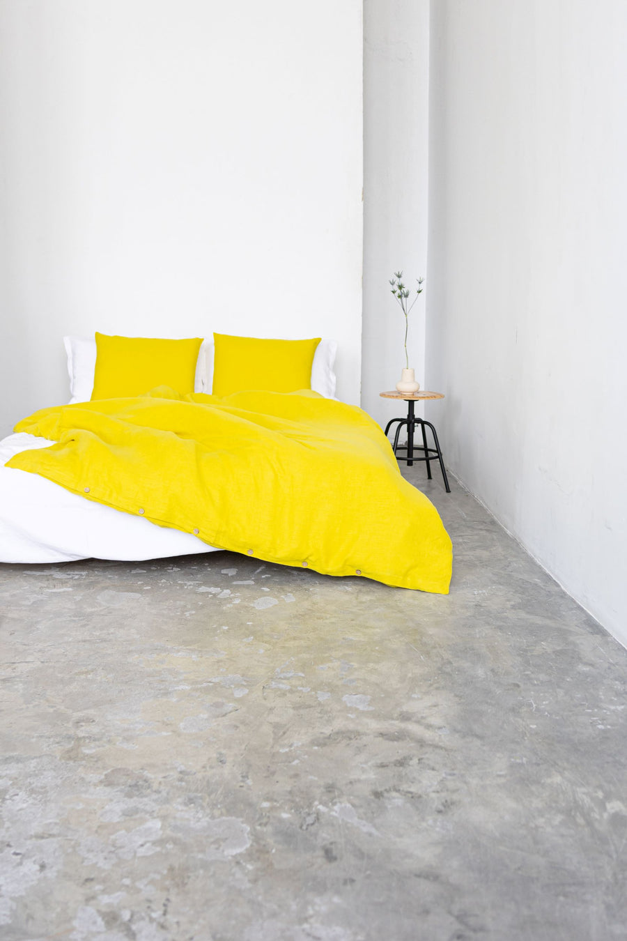 Chartreuse Yellow Linen Duvet Cover And 2 Pillow Cases