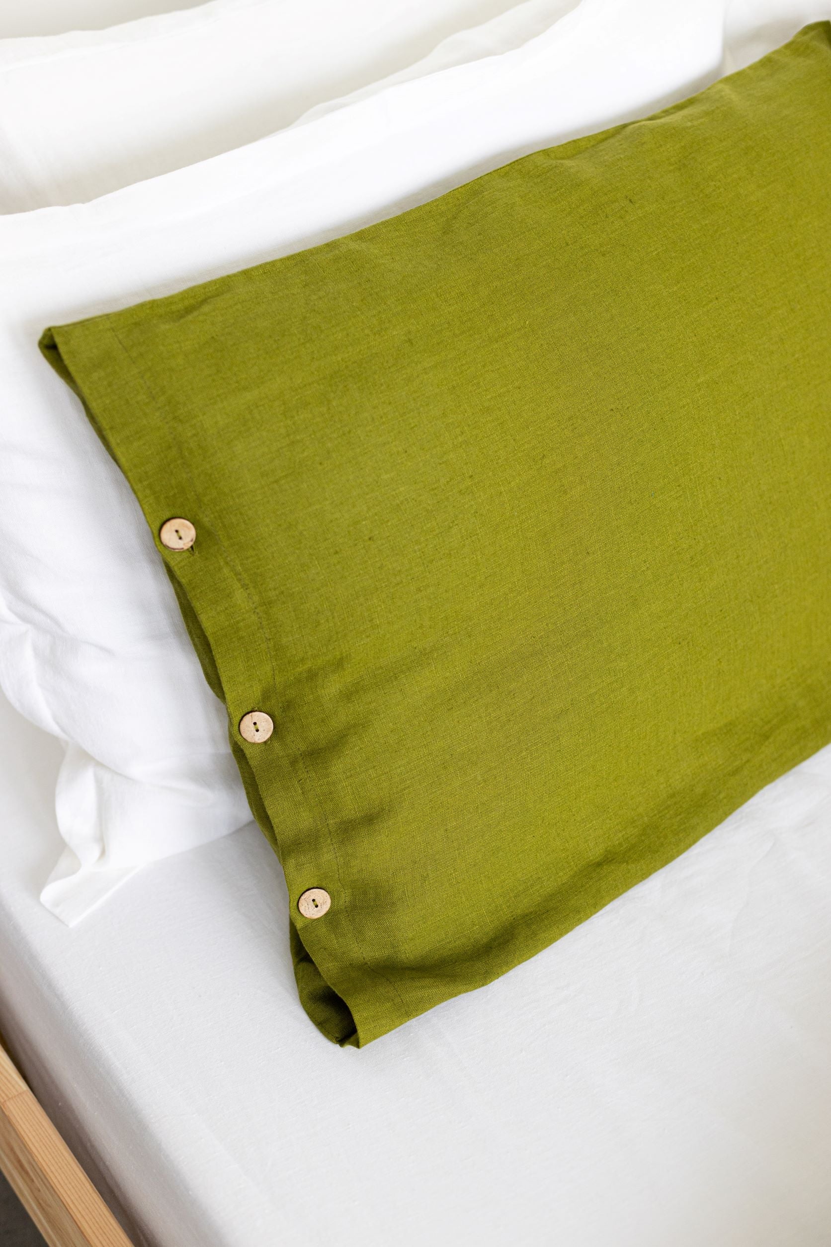 Moss Green Linen Bedding Set