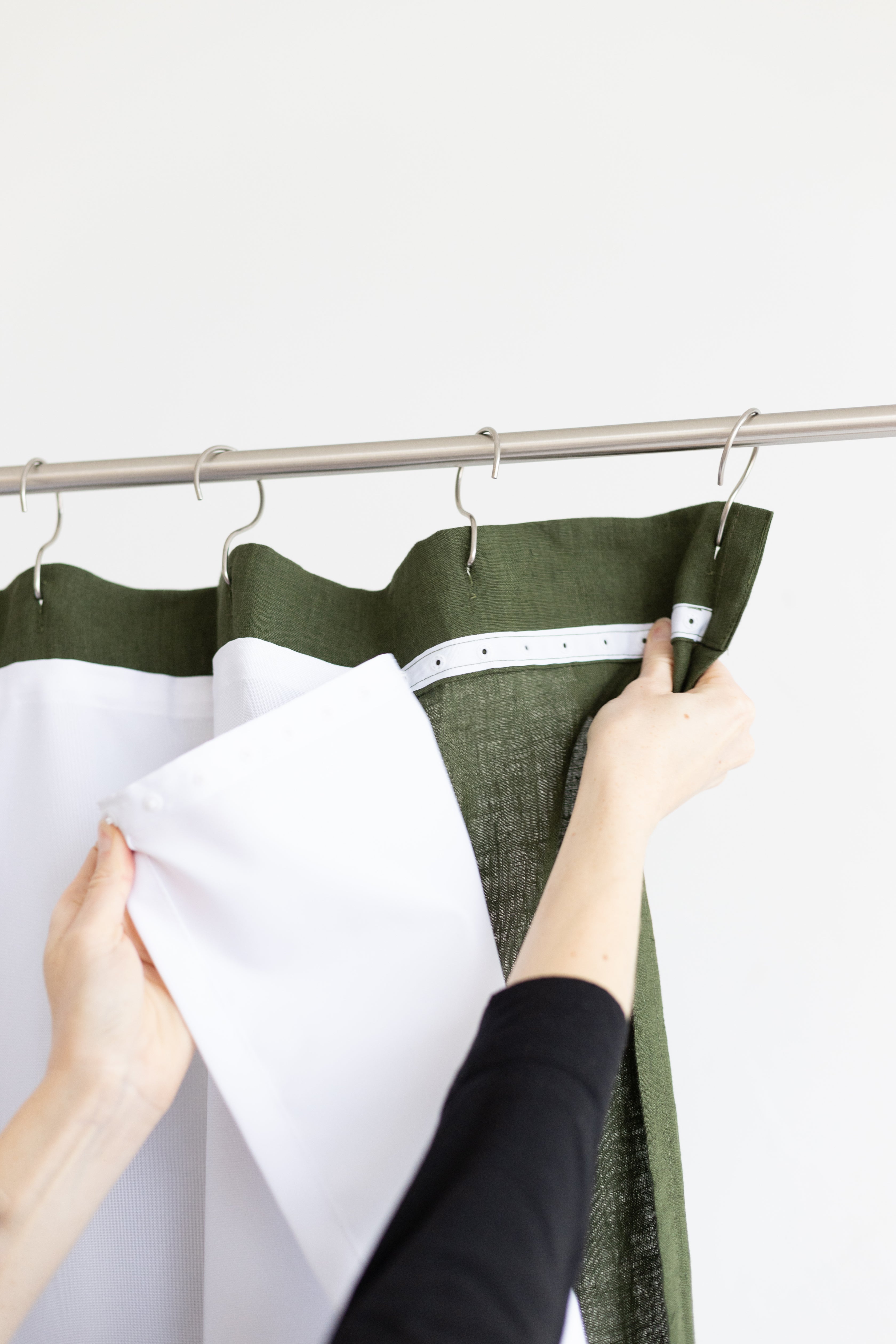 Waterproof Dark Green Linen Shower Curtain 140cm / 55&