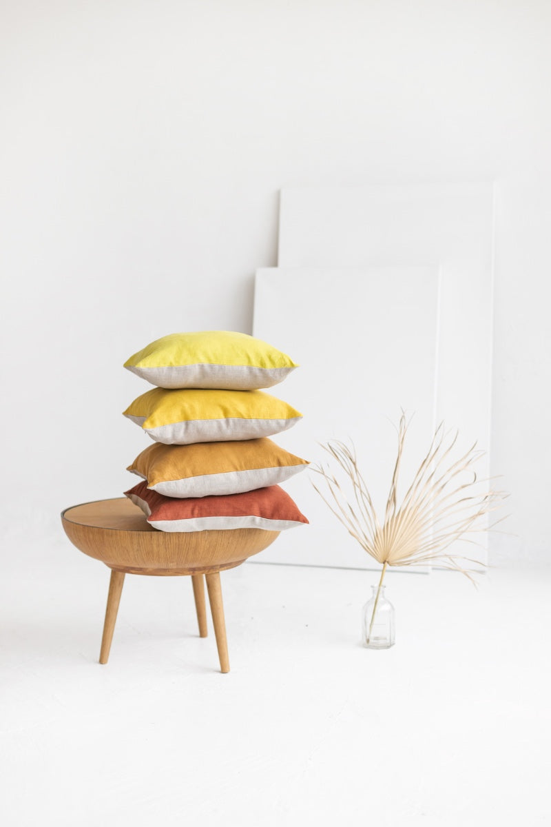 color block linen pillowcase