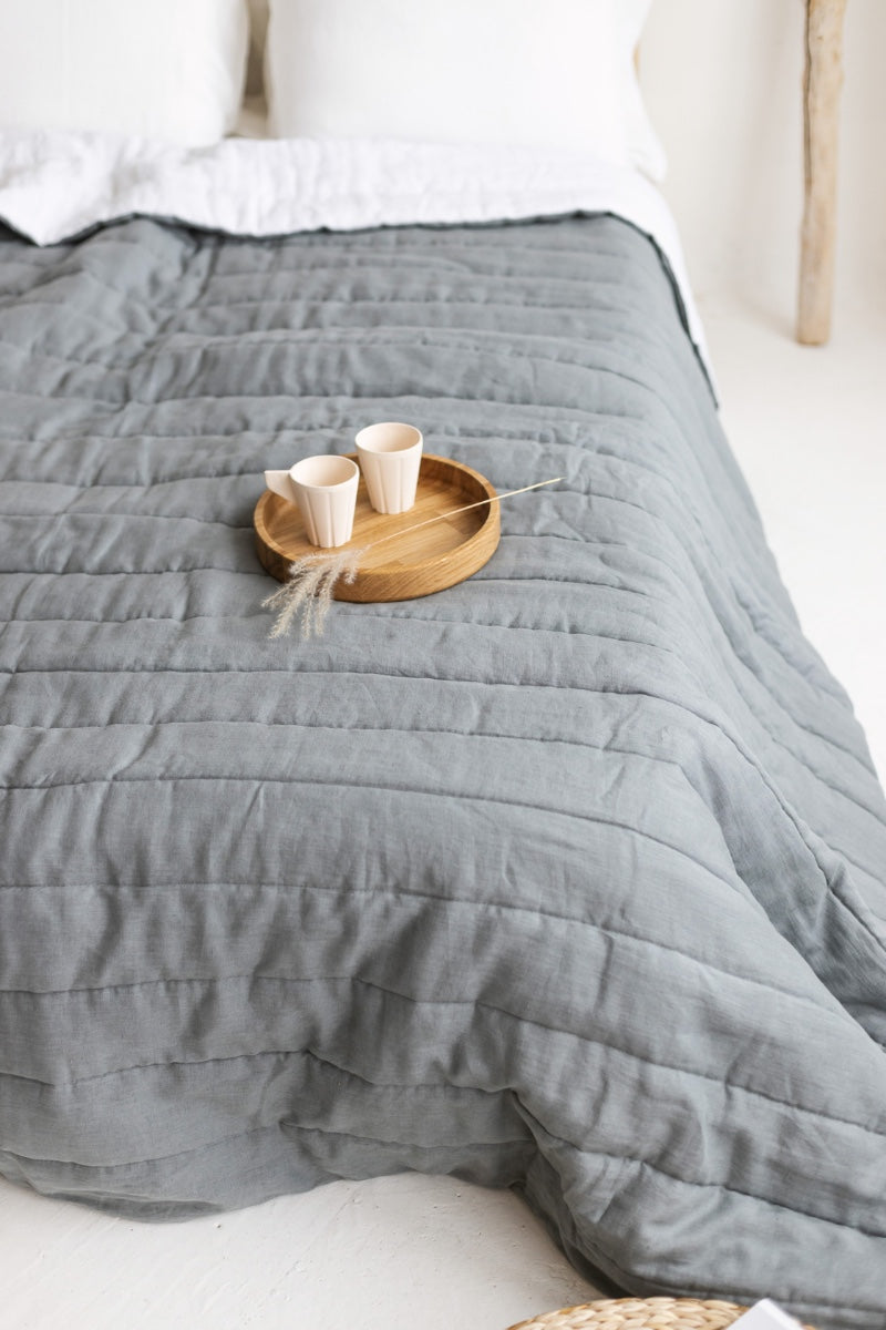 quilted linen bedspread