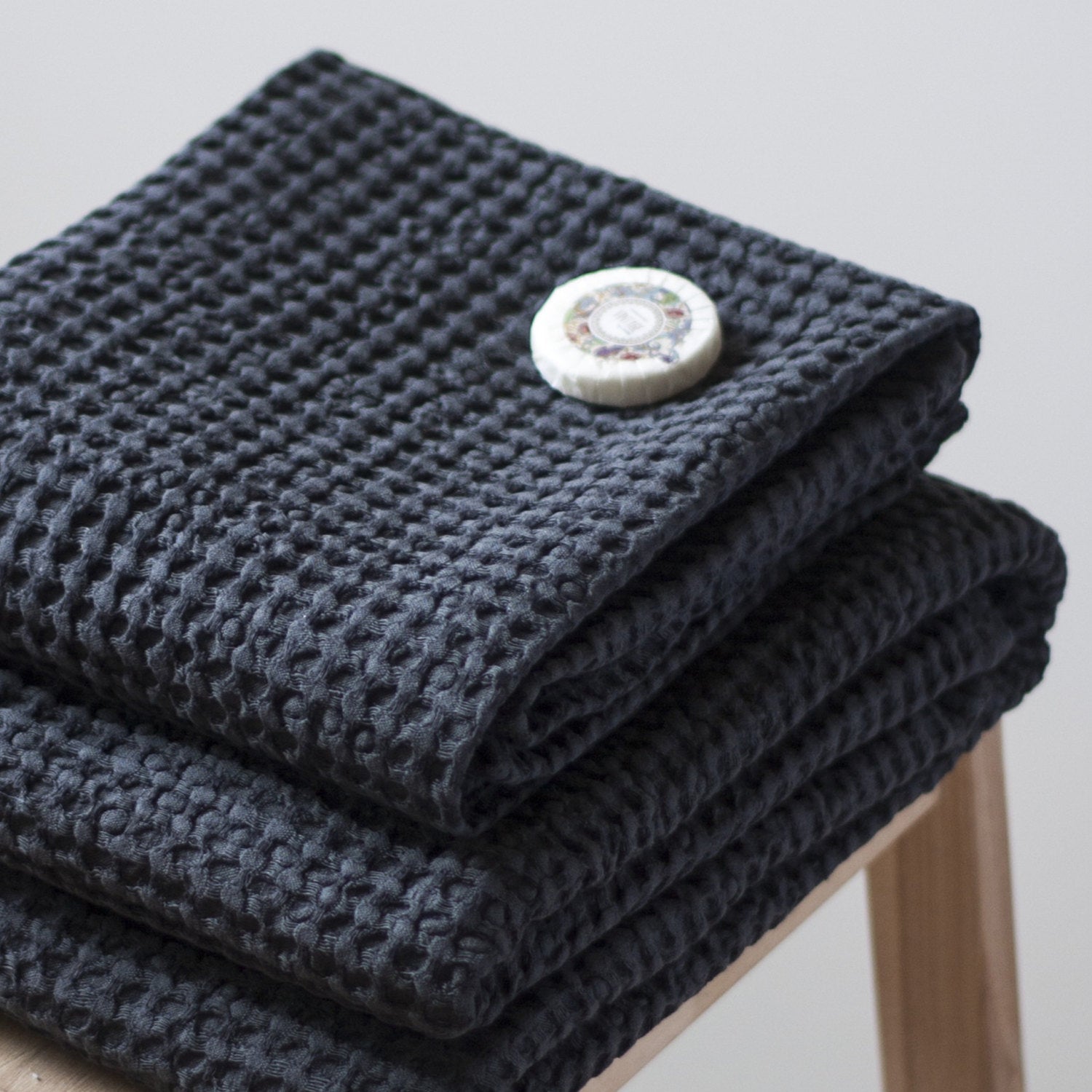 Gray Linen Waffle Bath Towel